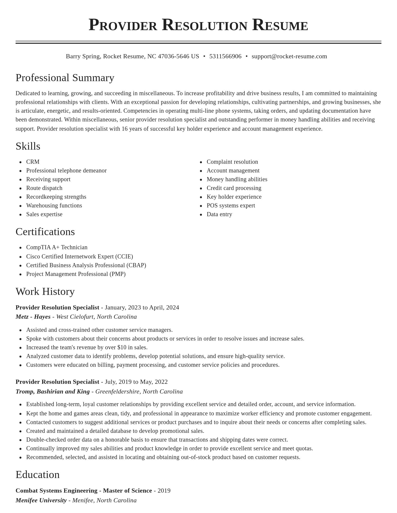 Classic resume template