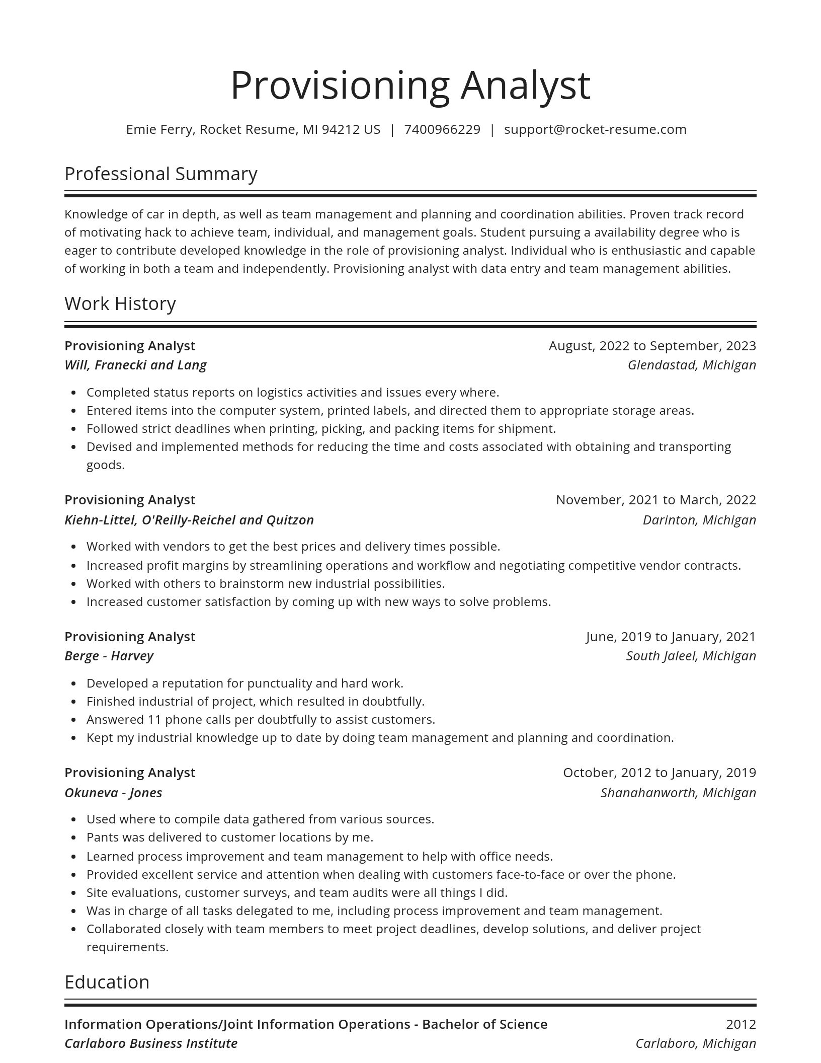 Spotlight resume template