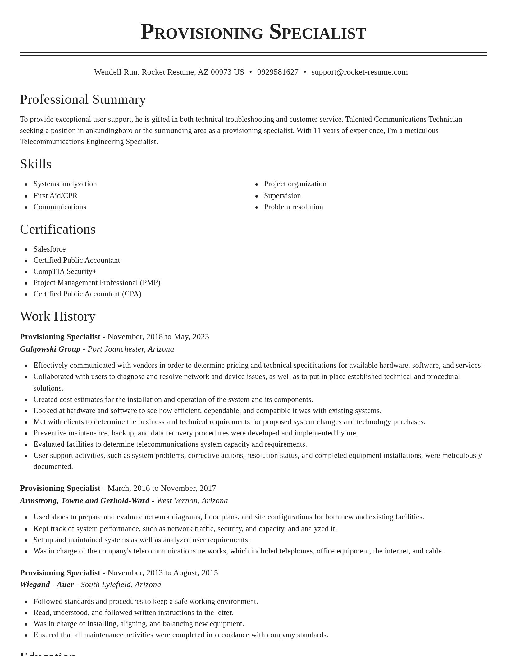 Classic resume template