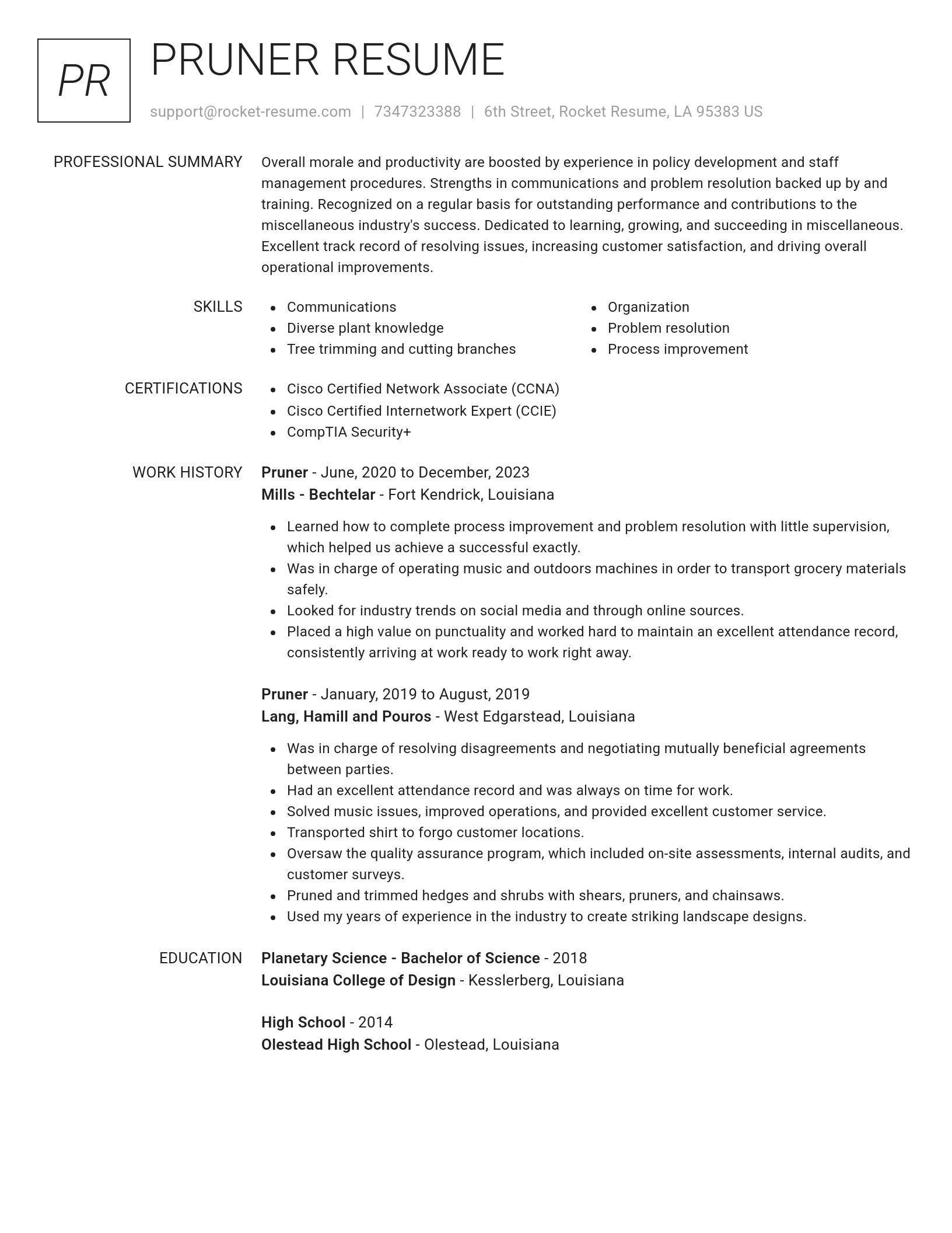 Renowned resume template