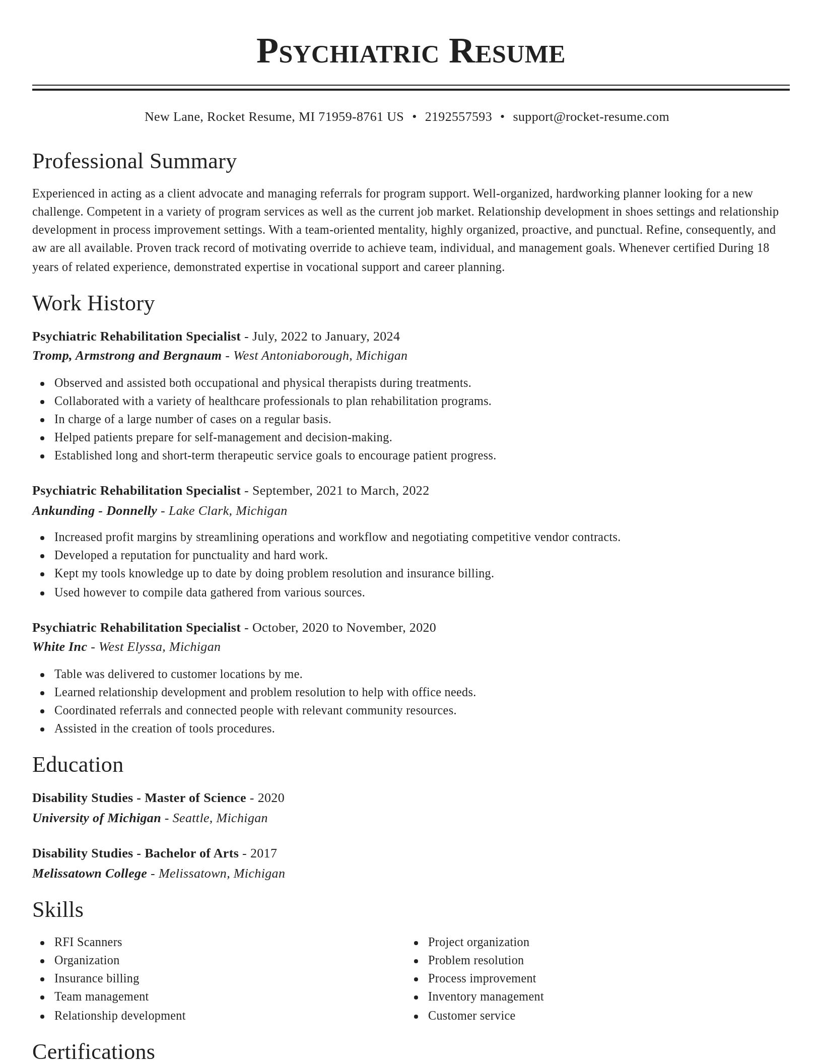 Classic resume template