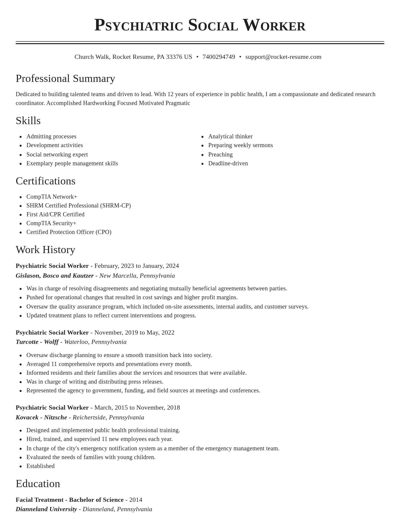 Classic resume template