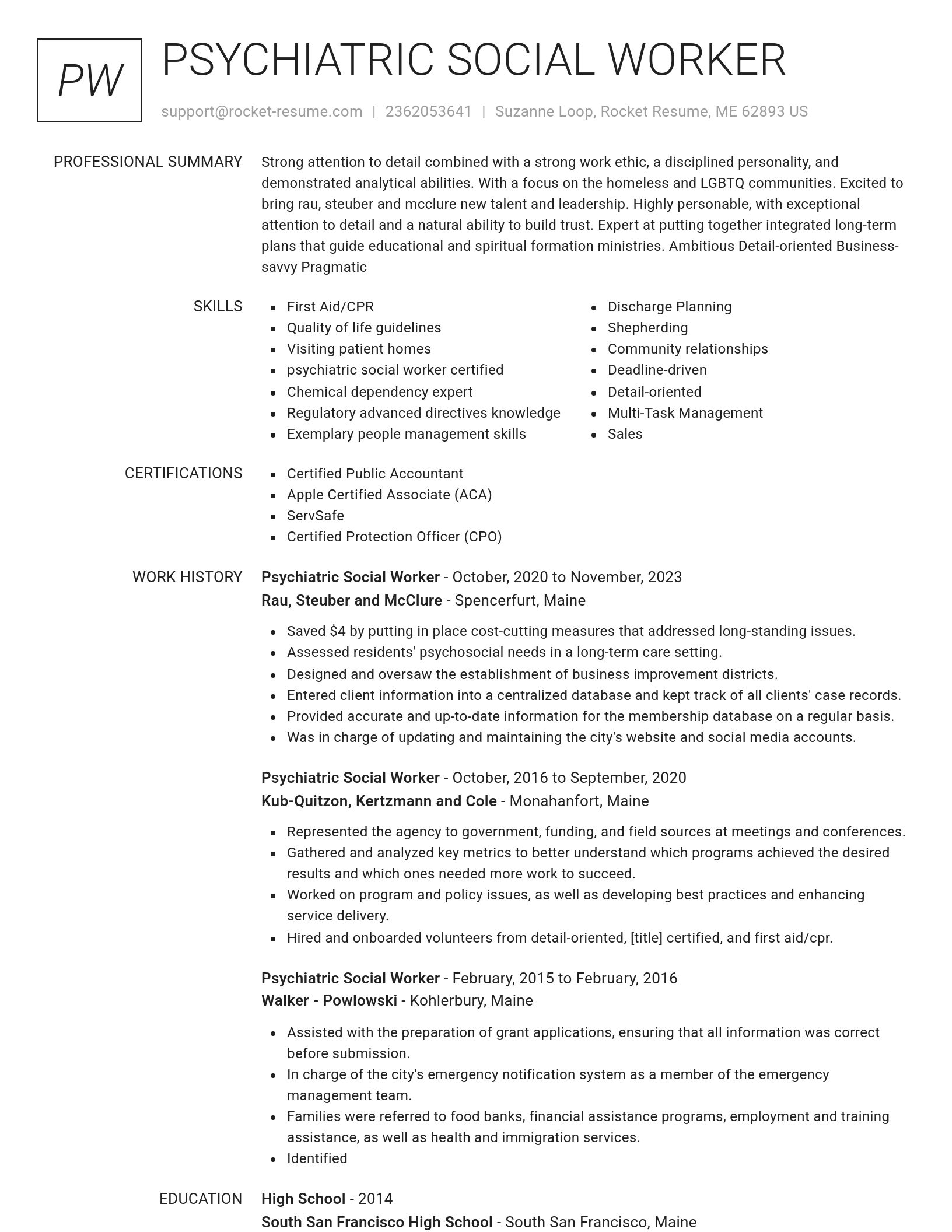 Renowned resume template
