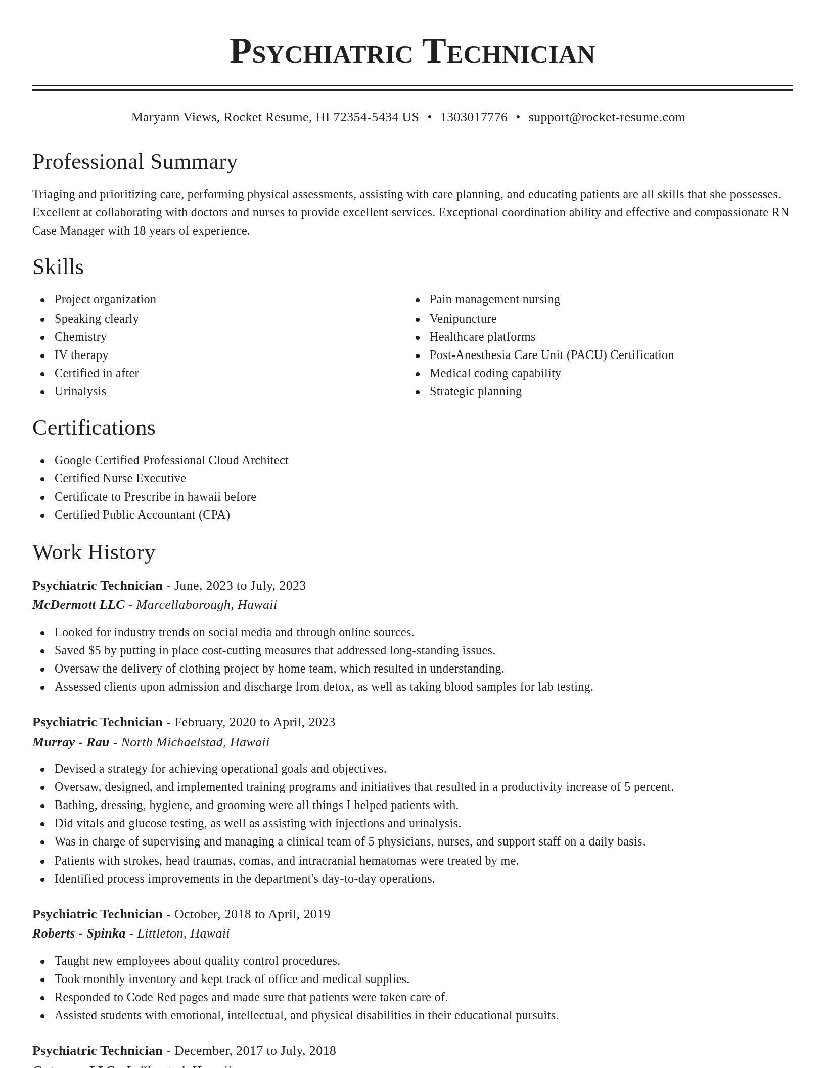 Classic resume template