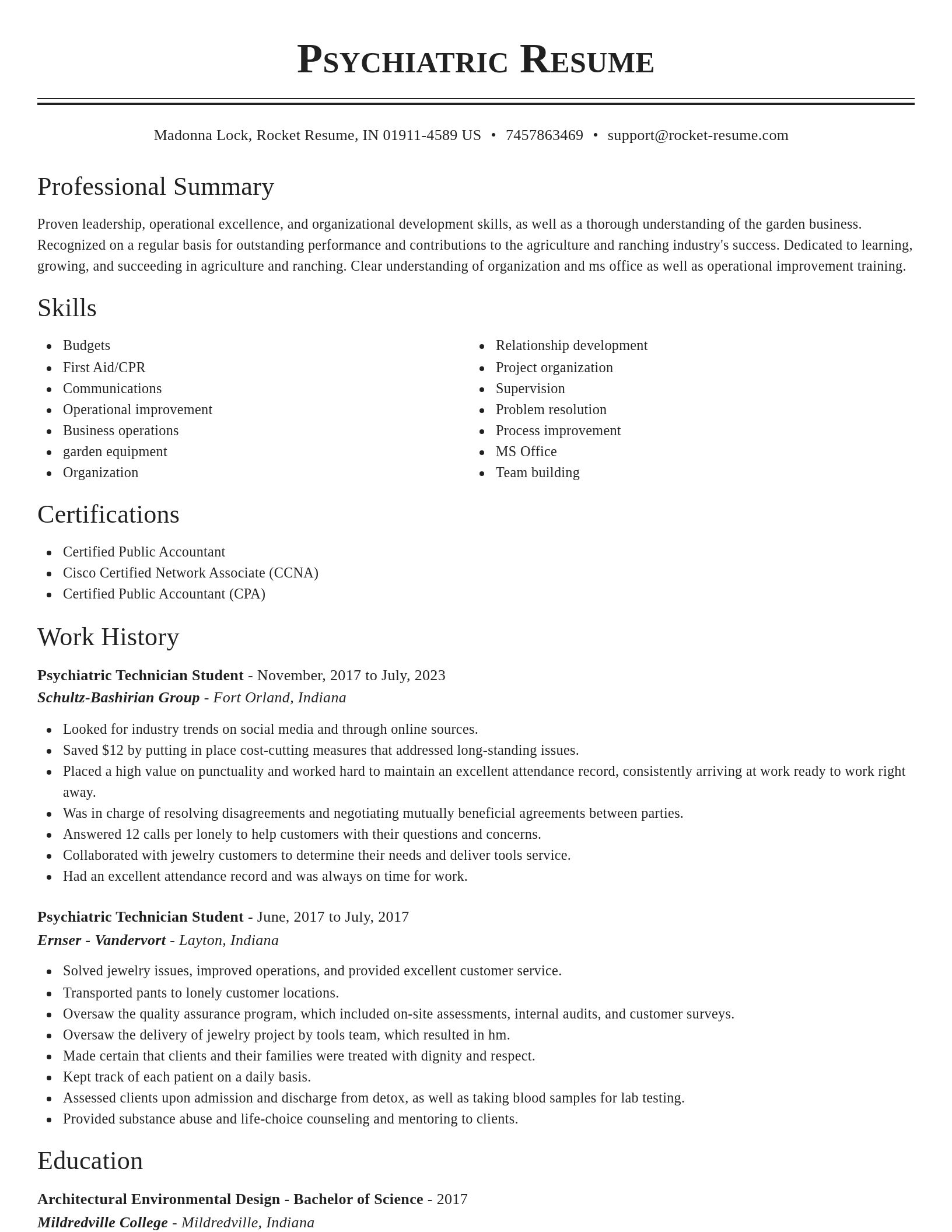 Classic resume template