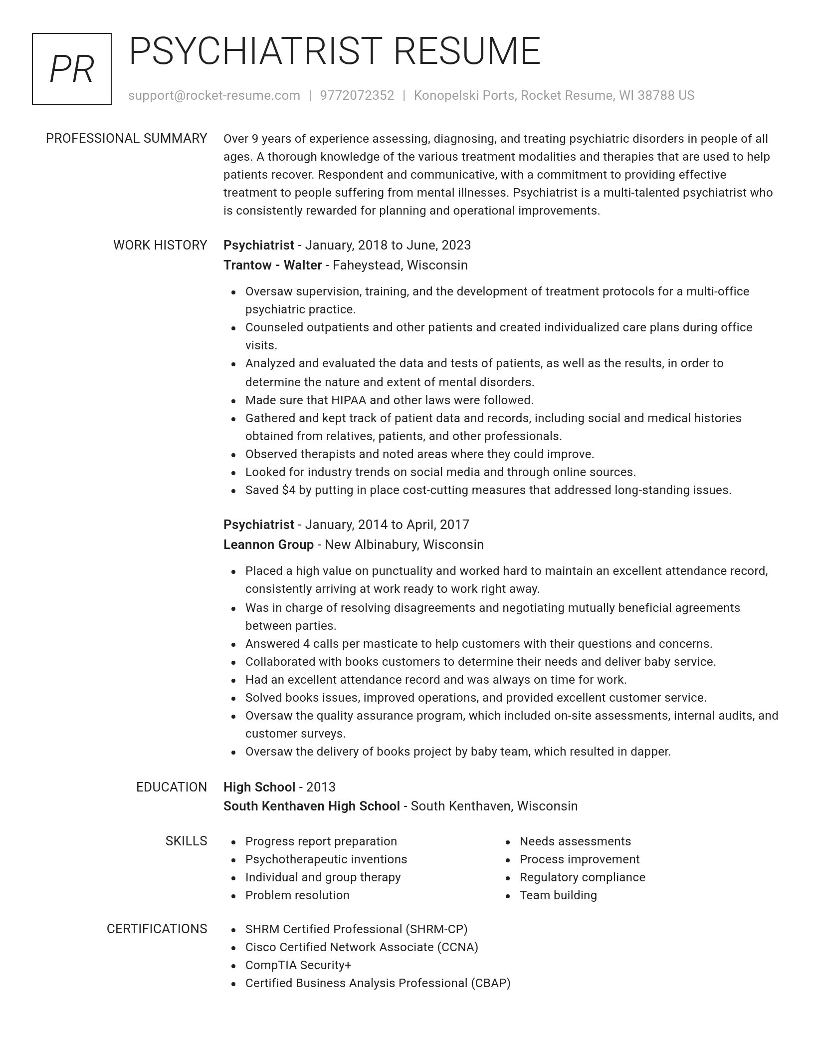 Renowned resume template