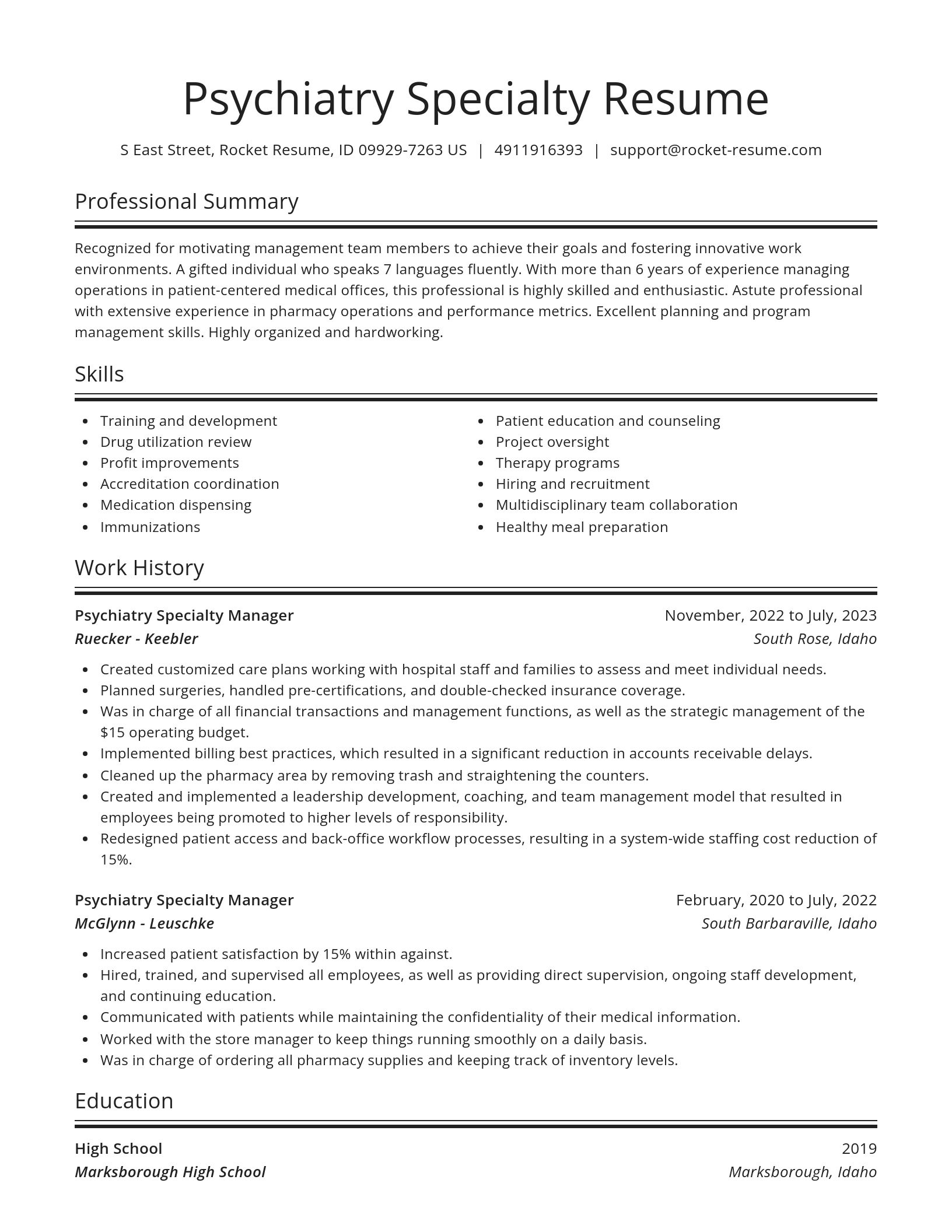 Spotlight resume template