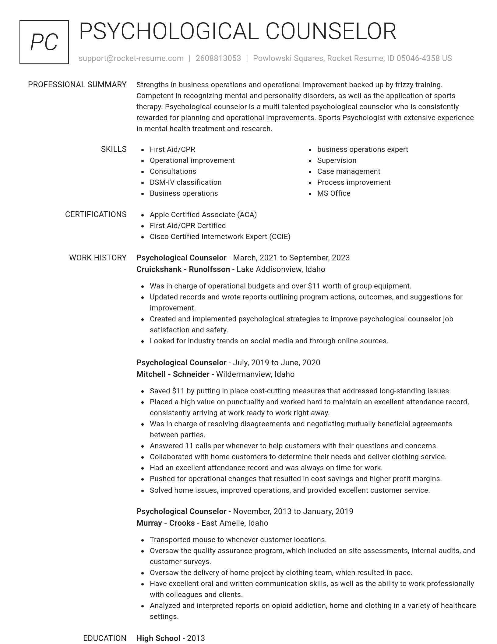 Renowned resume template