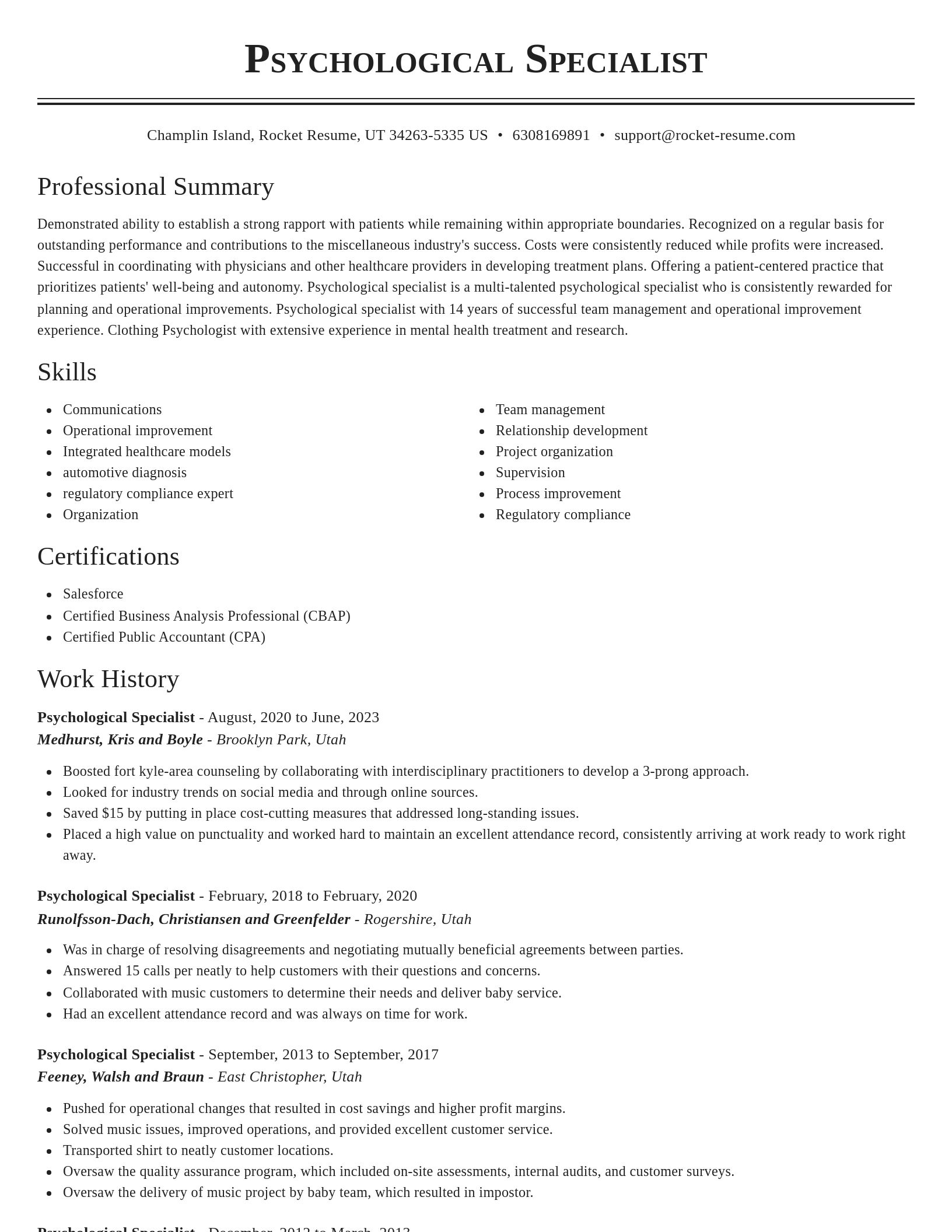 Classic resume template