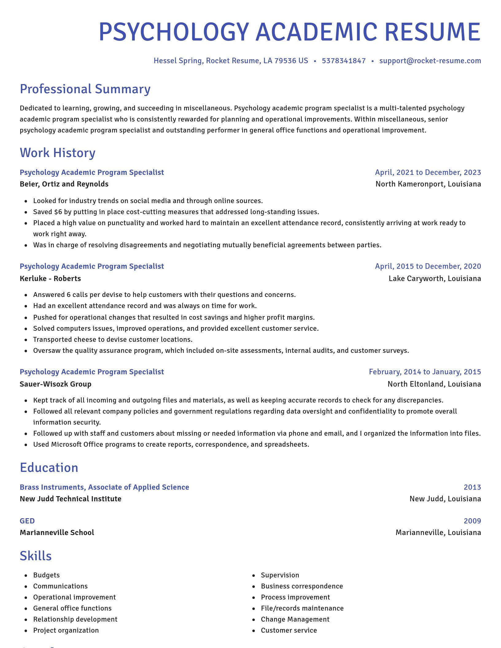 Novel resume template