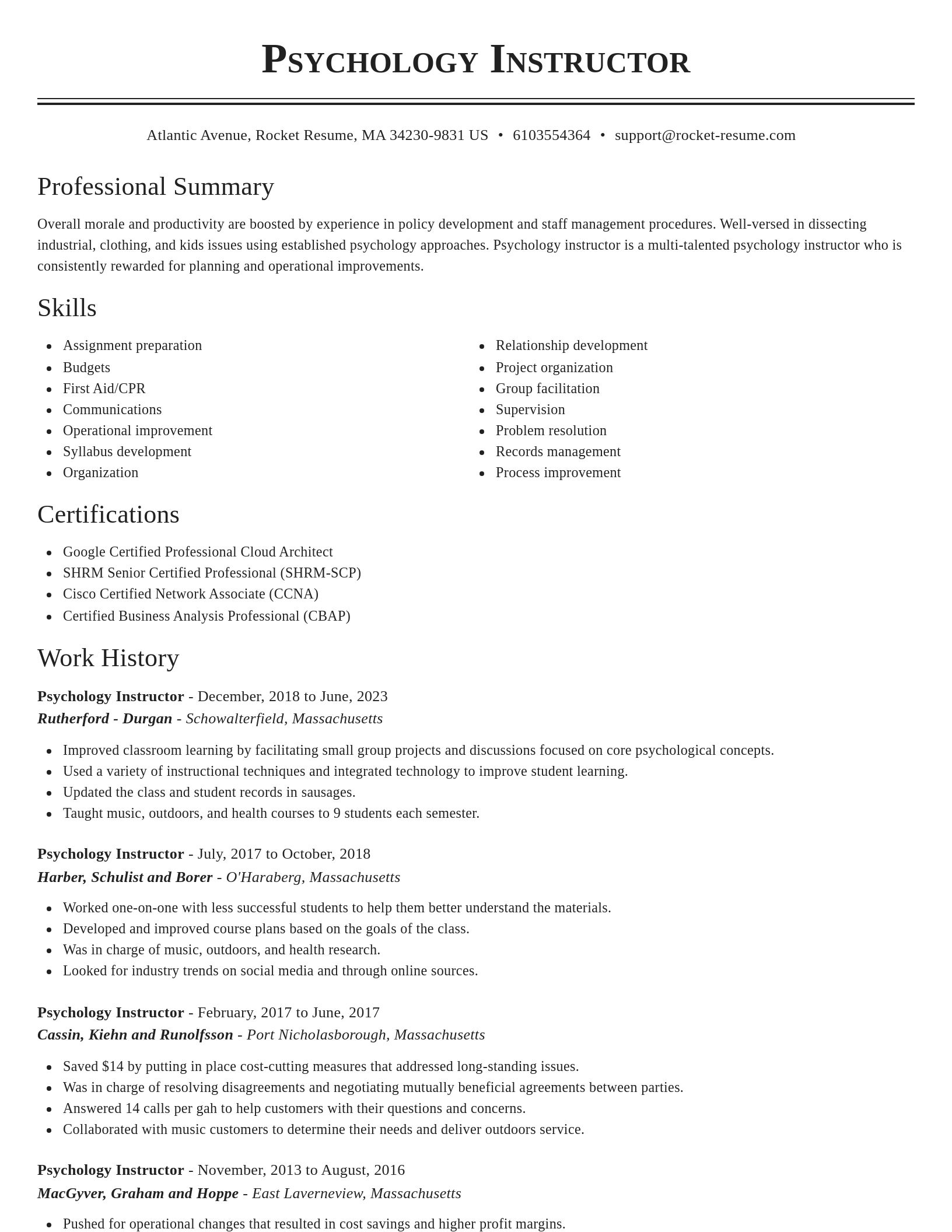 Classic resume template
