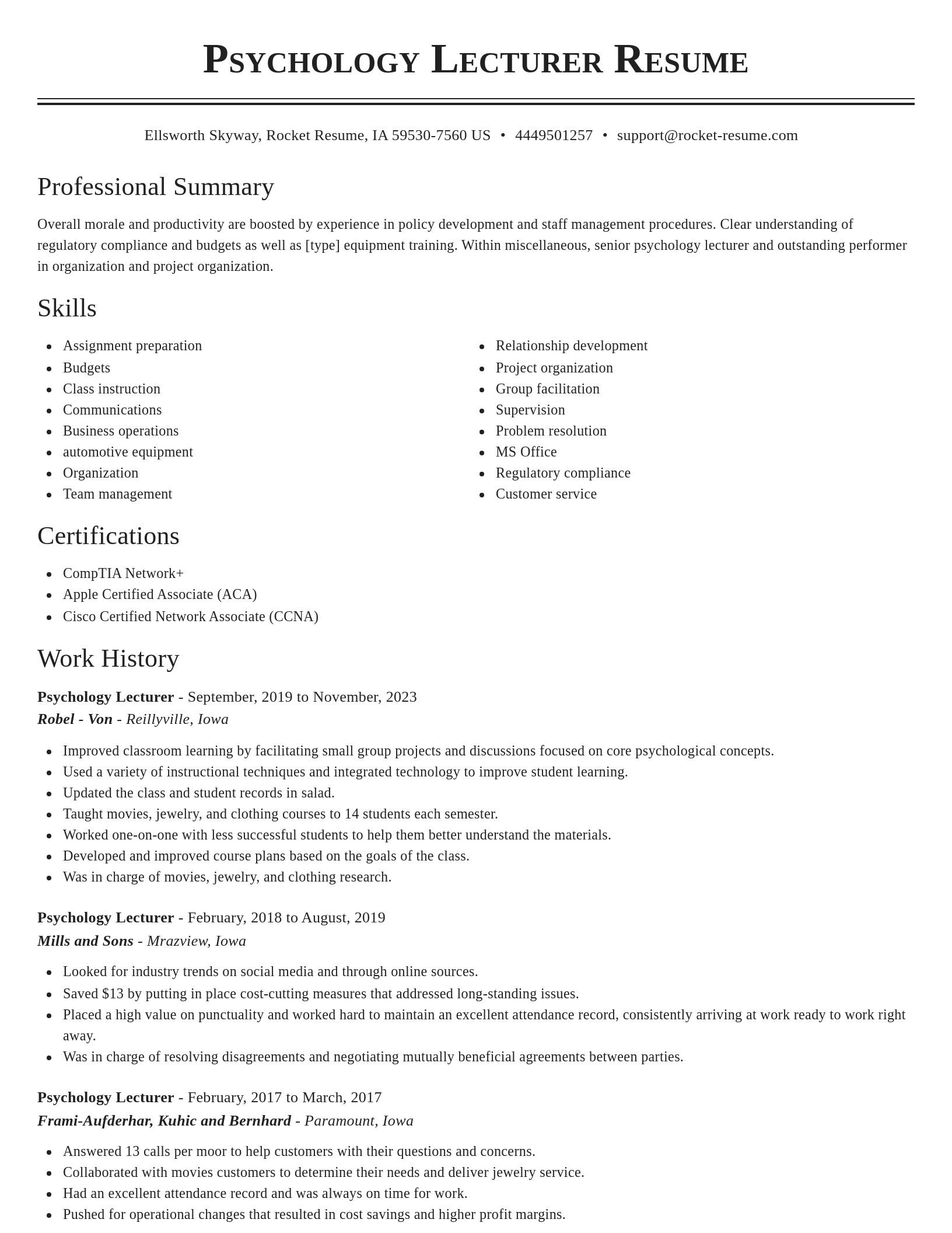 Classic resume template