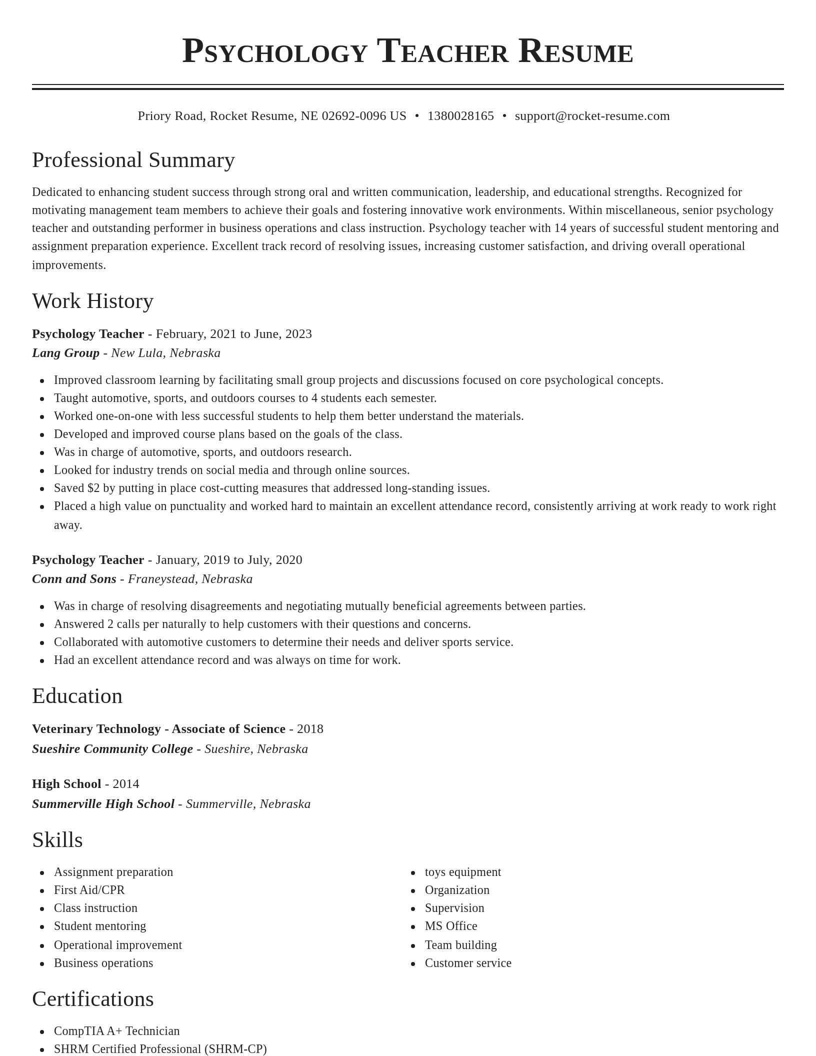 Classic resume template