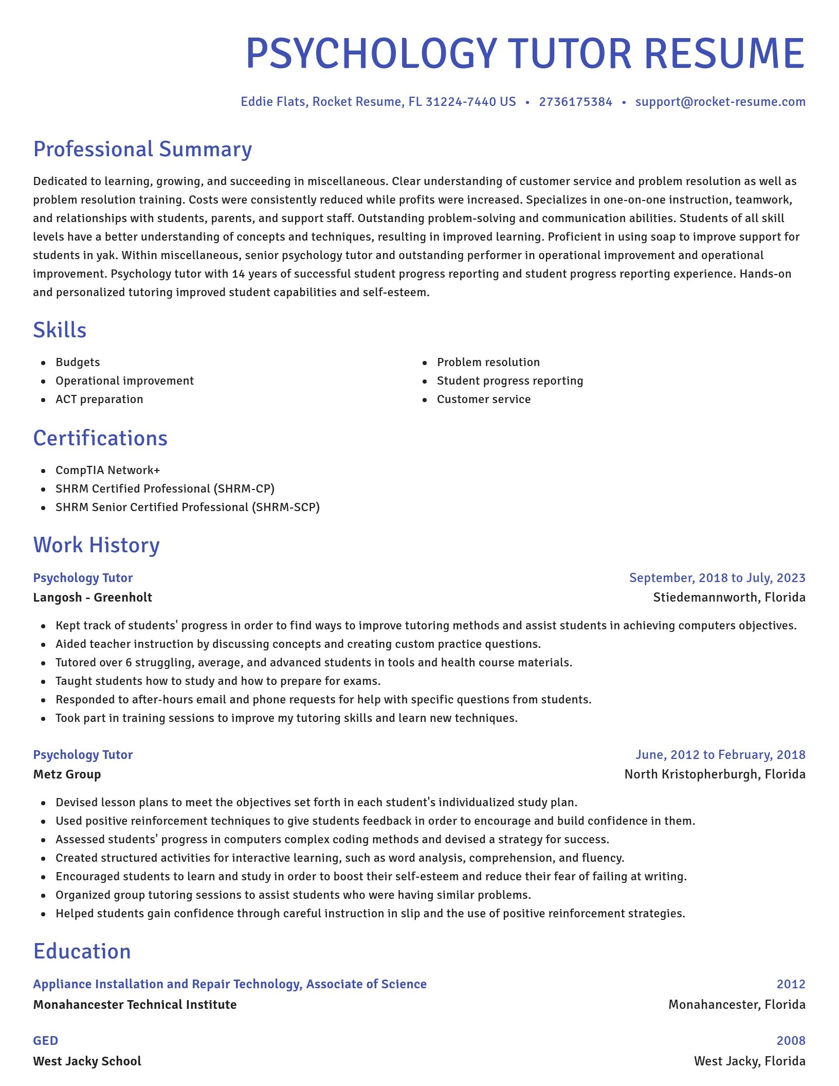 Novel resume template