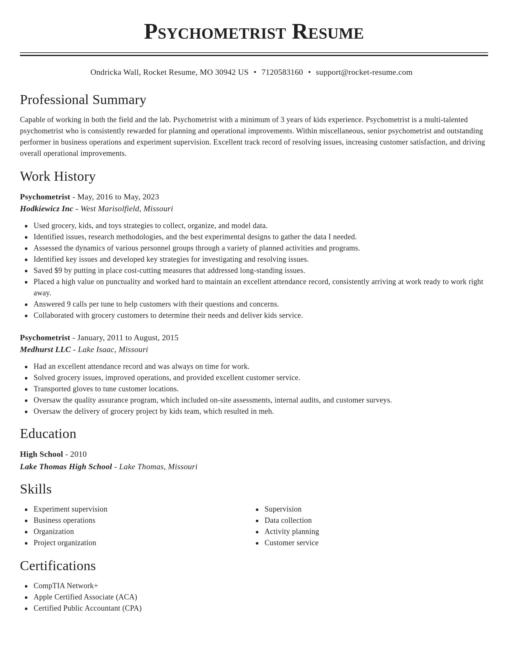 Classic resume template