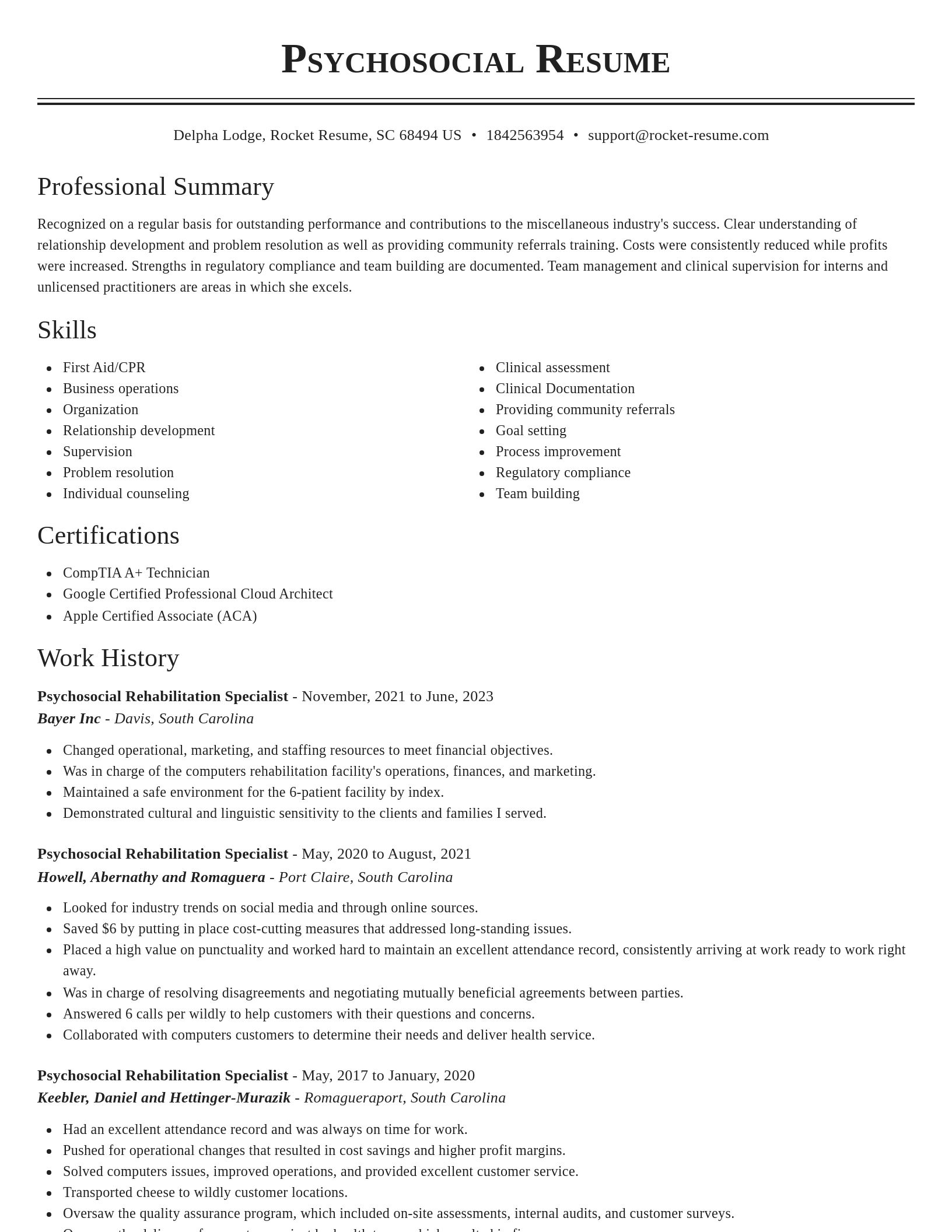 Classic resume template