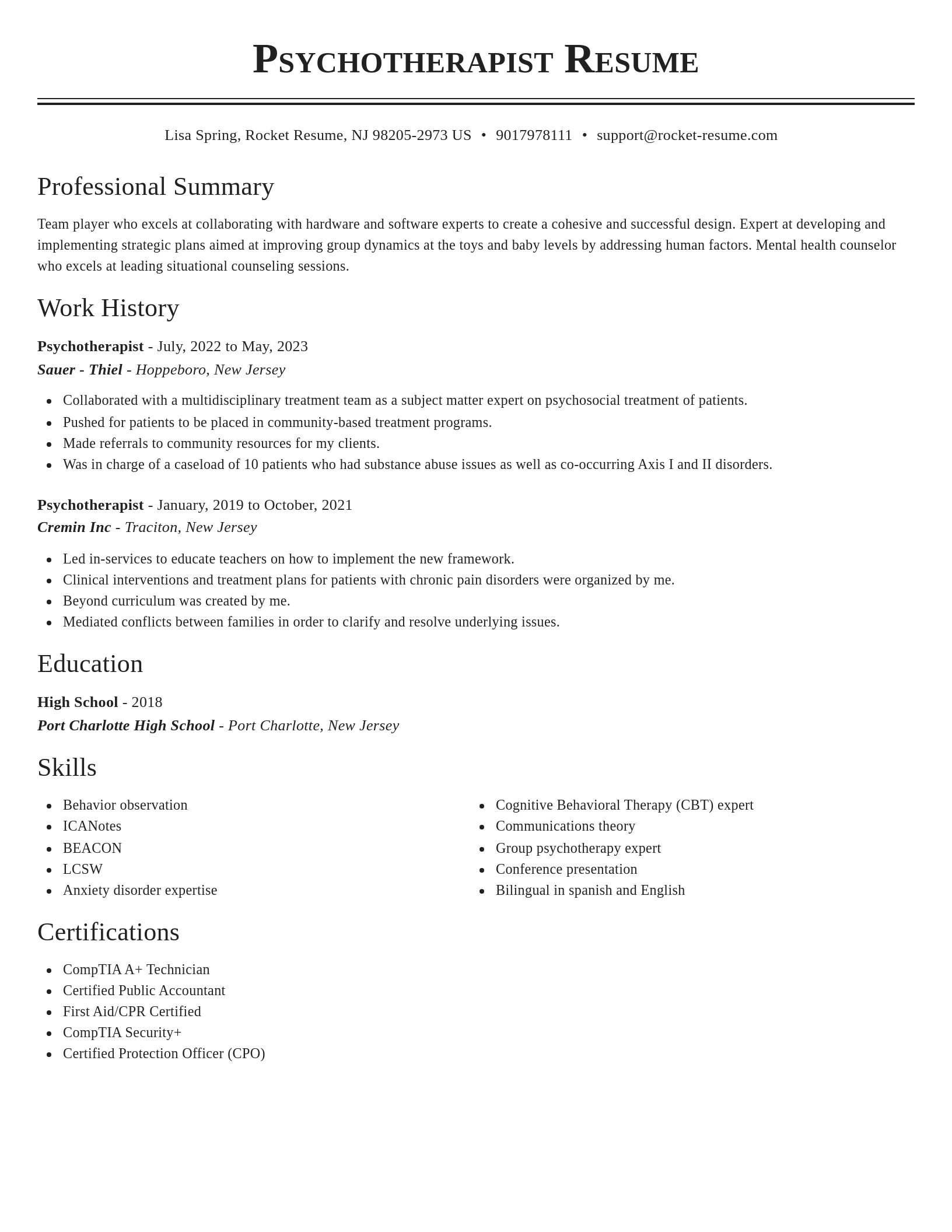 Classic resume template