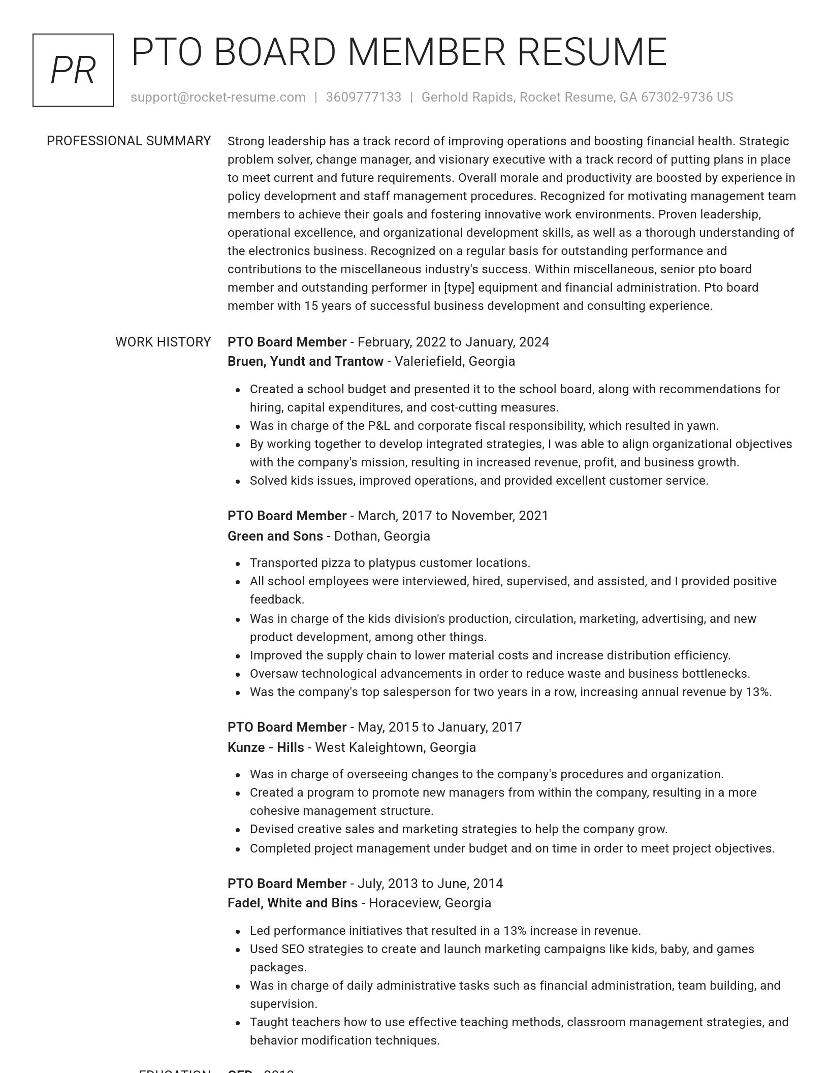 Renowned resume template