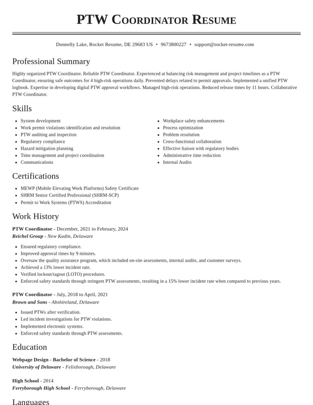 Classic resume template