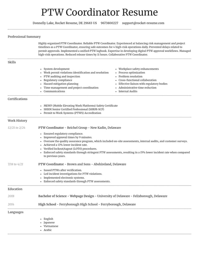 Dignified resume template