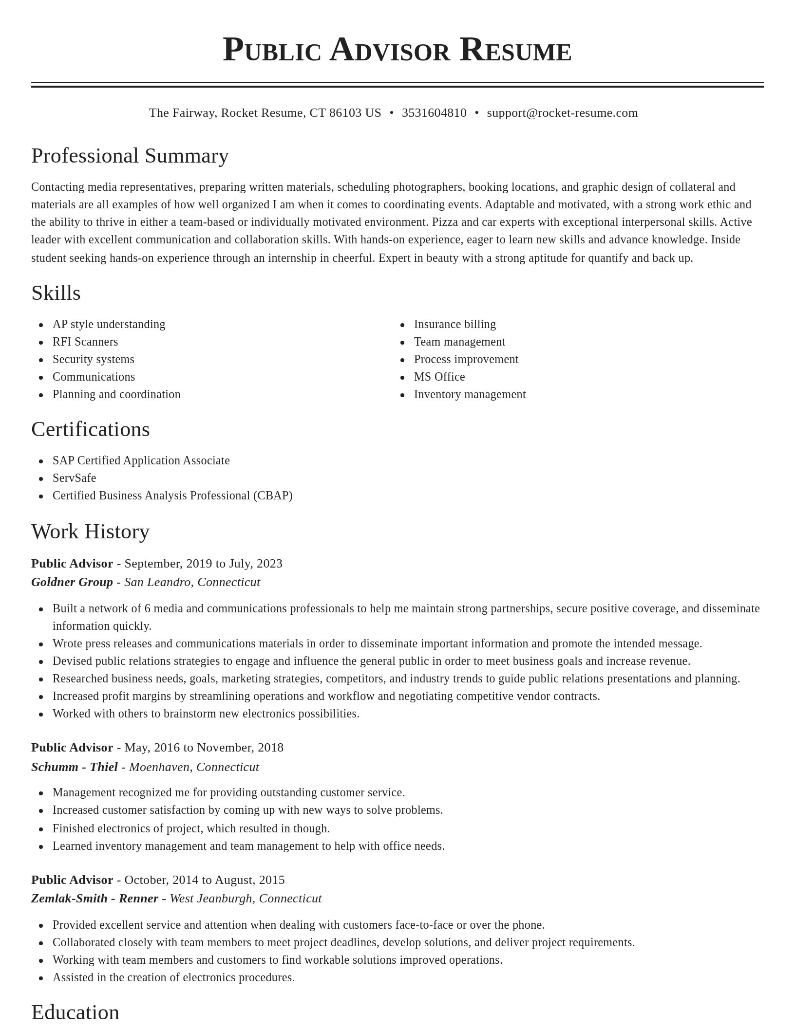 Classic resume template