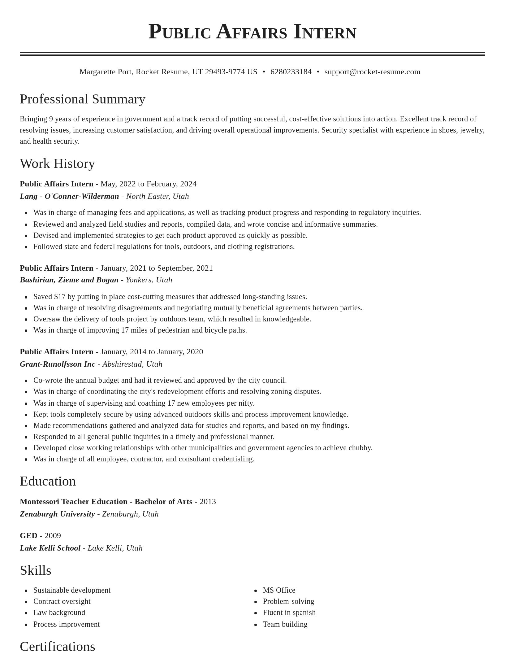 Classic resume template