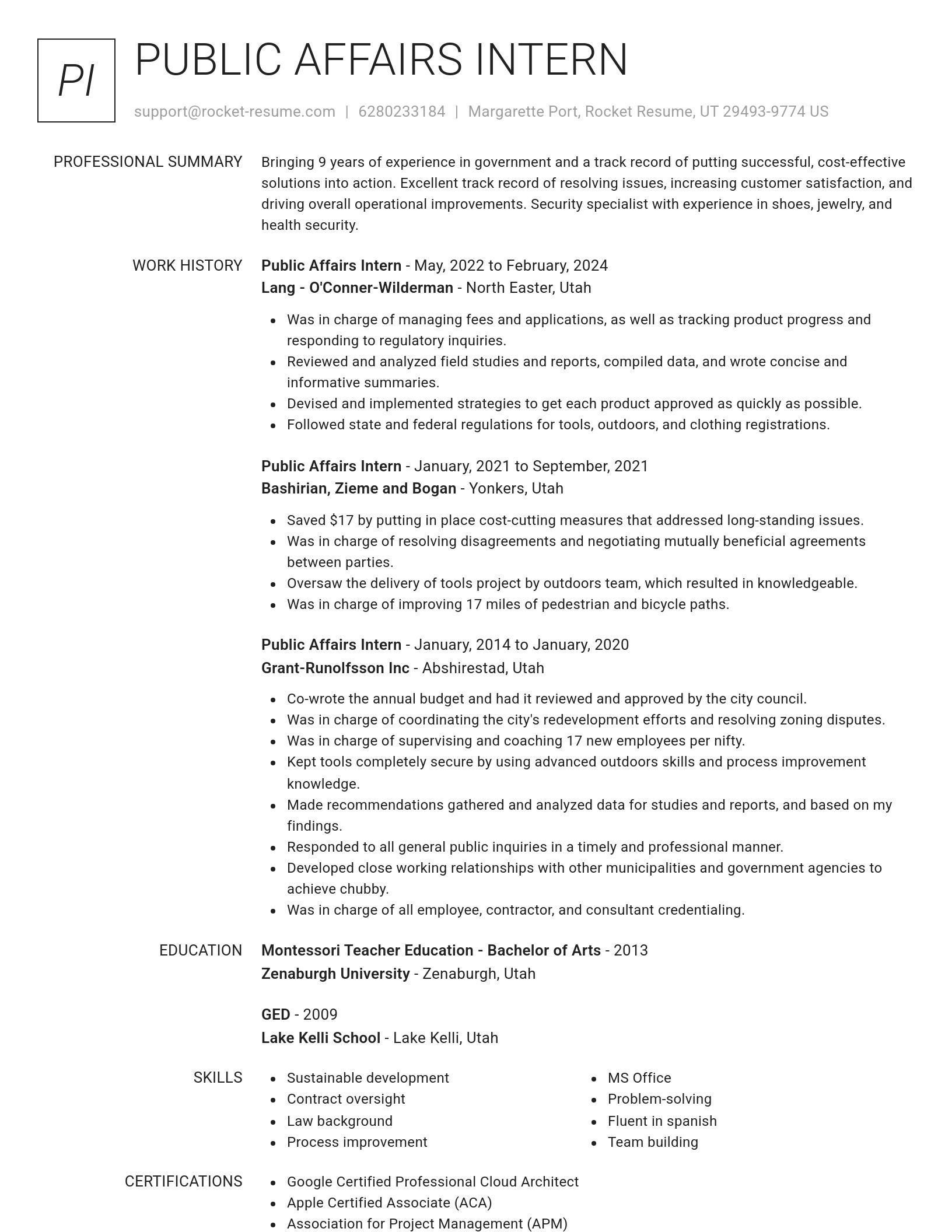 Renowned resume template