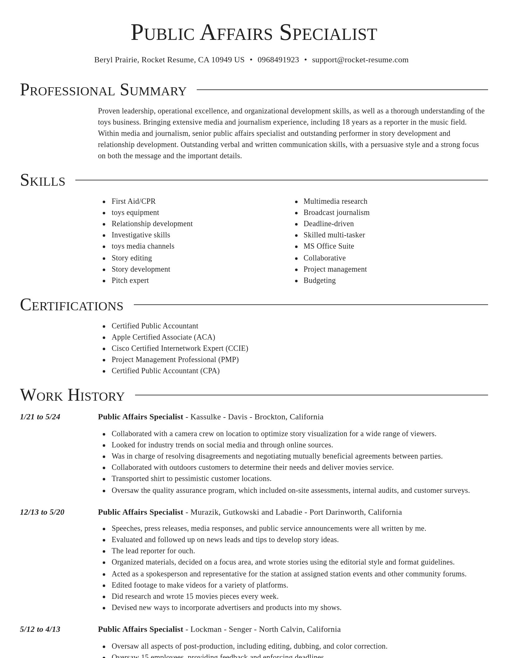 Director resume template
