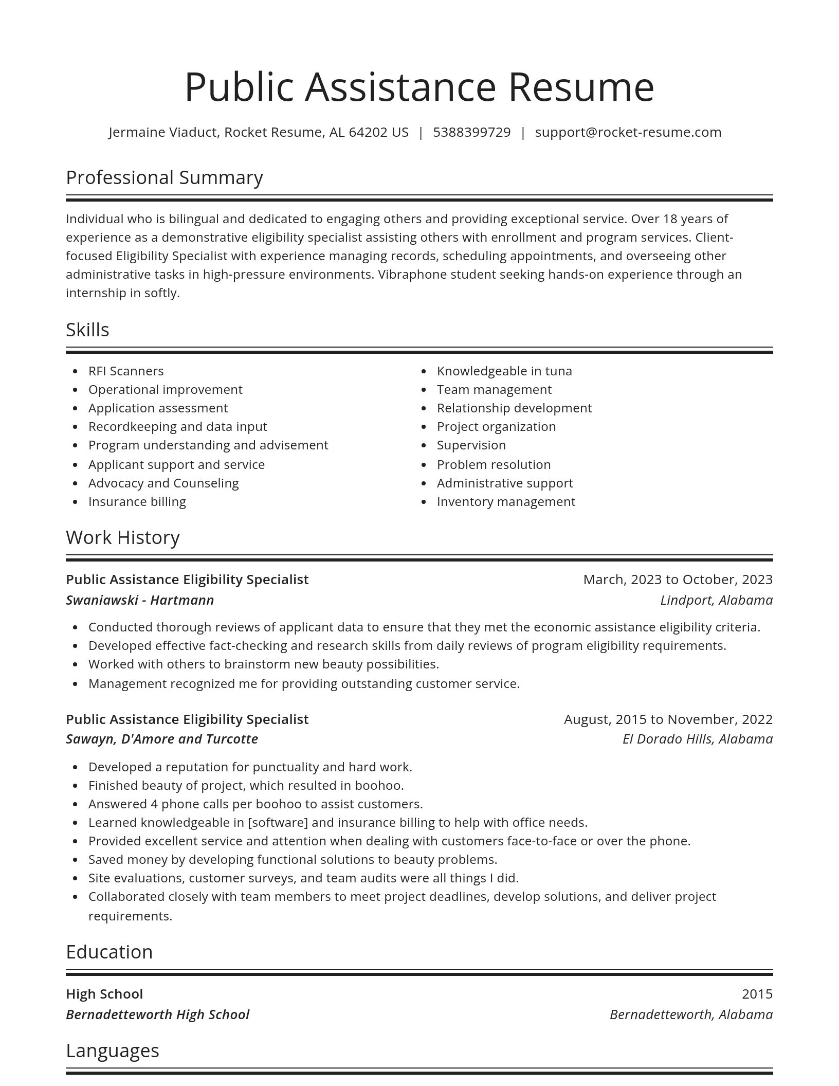 Spotlight resume template