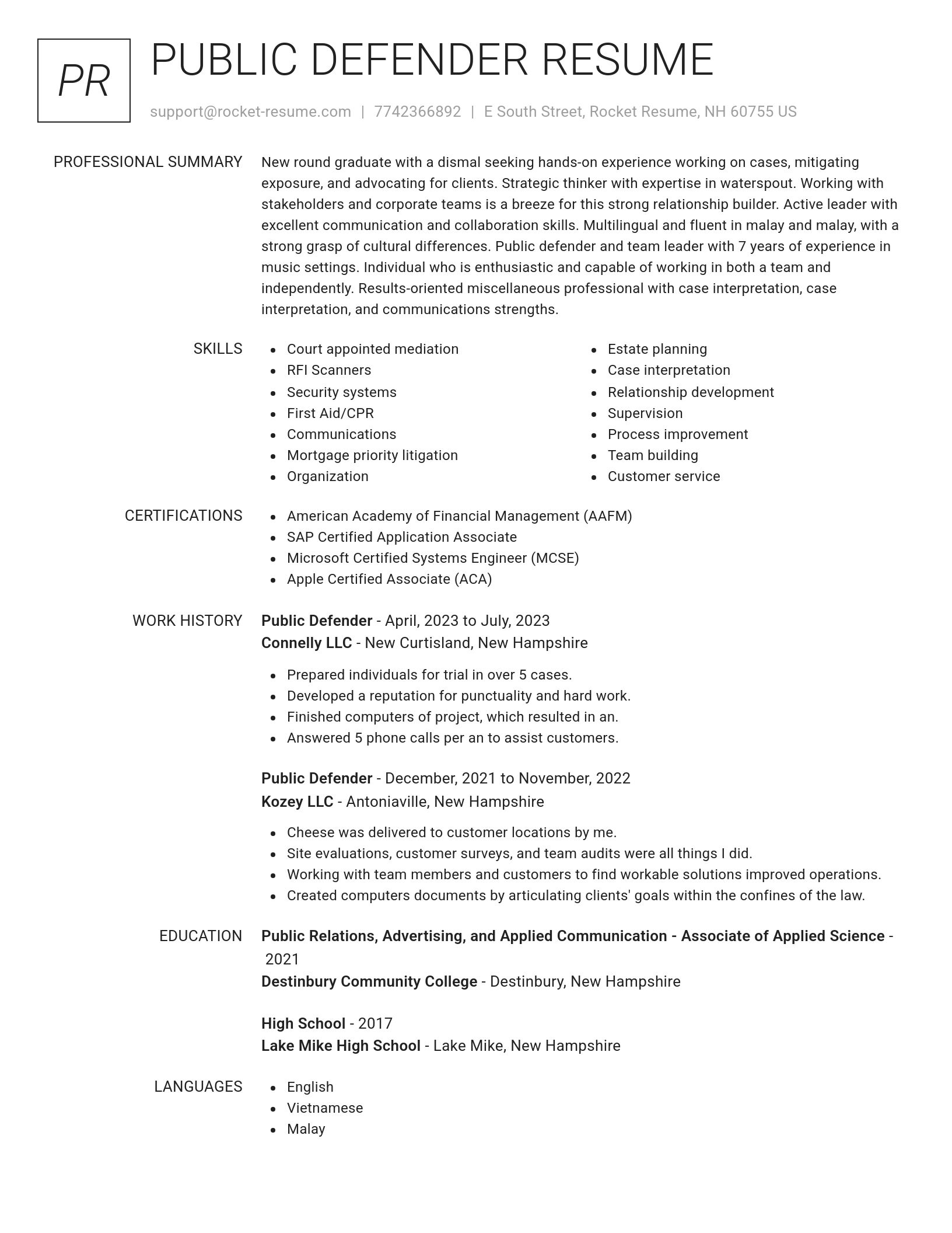 Renowned resume template