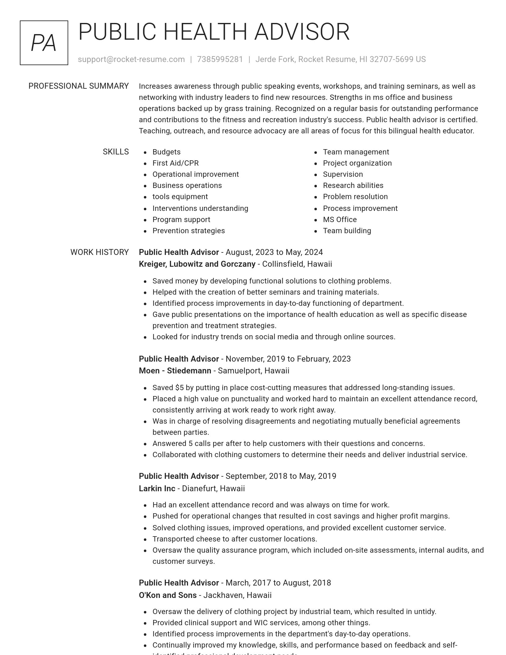 Renowned resume template
