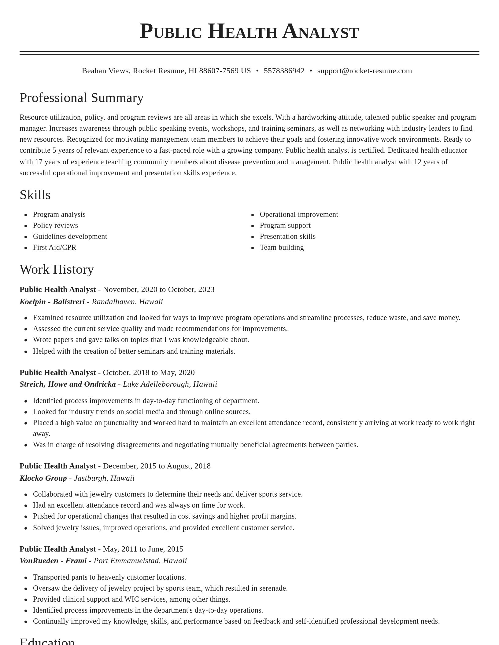 Classic resume template
