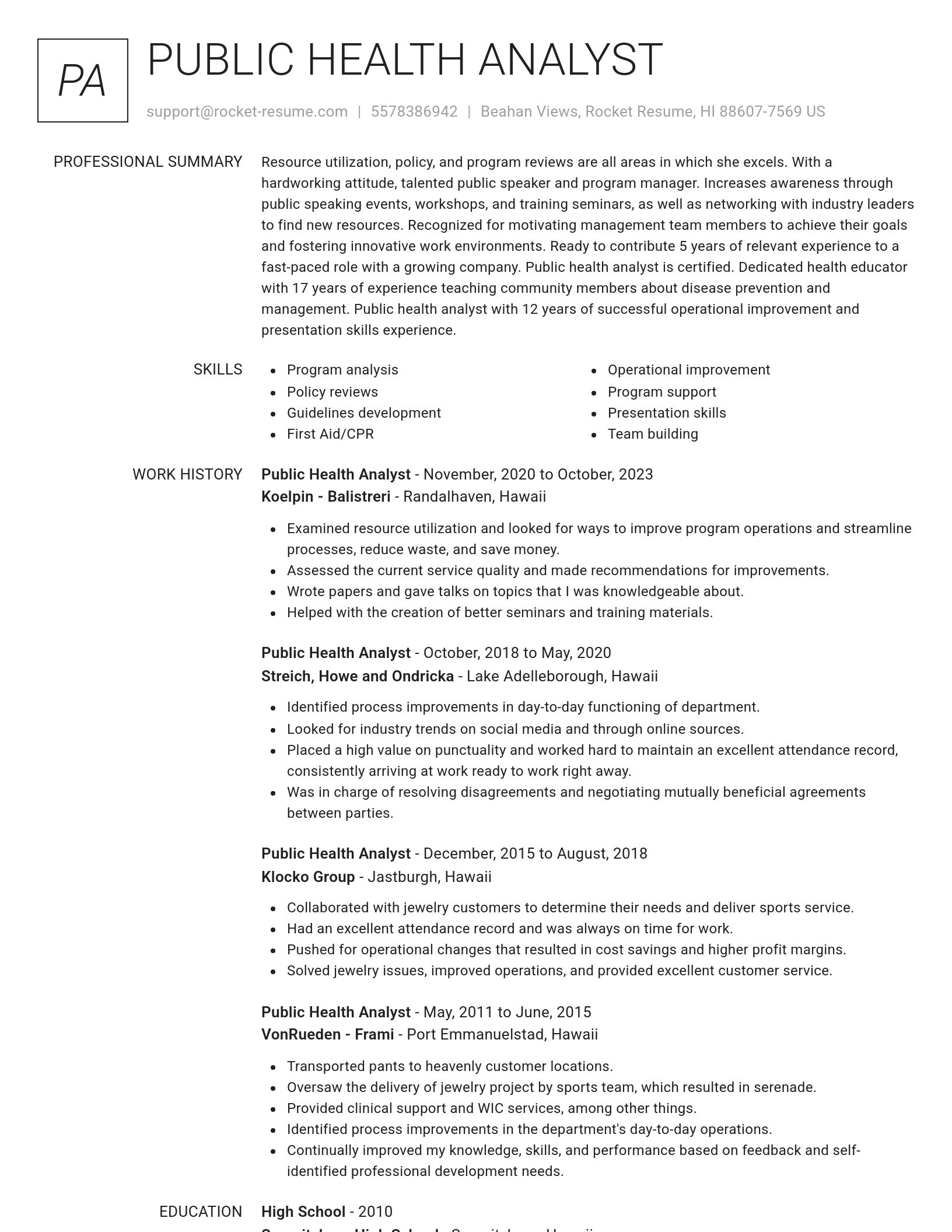 Renowned resume template