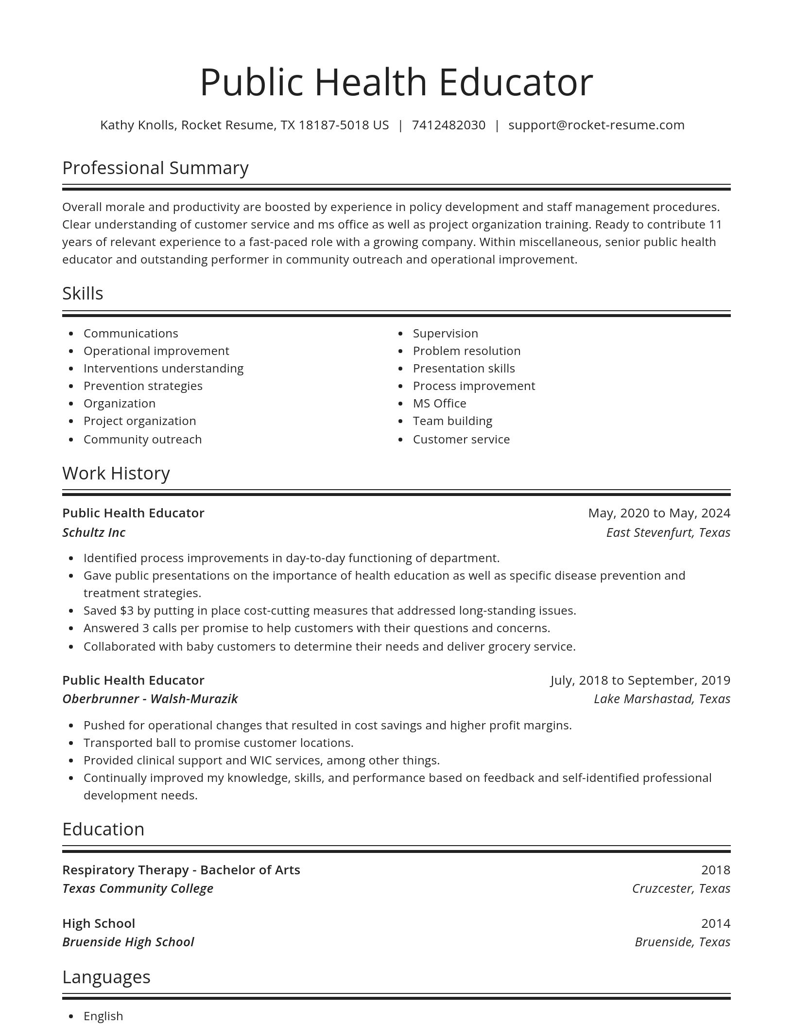 Spotlight resume template