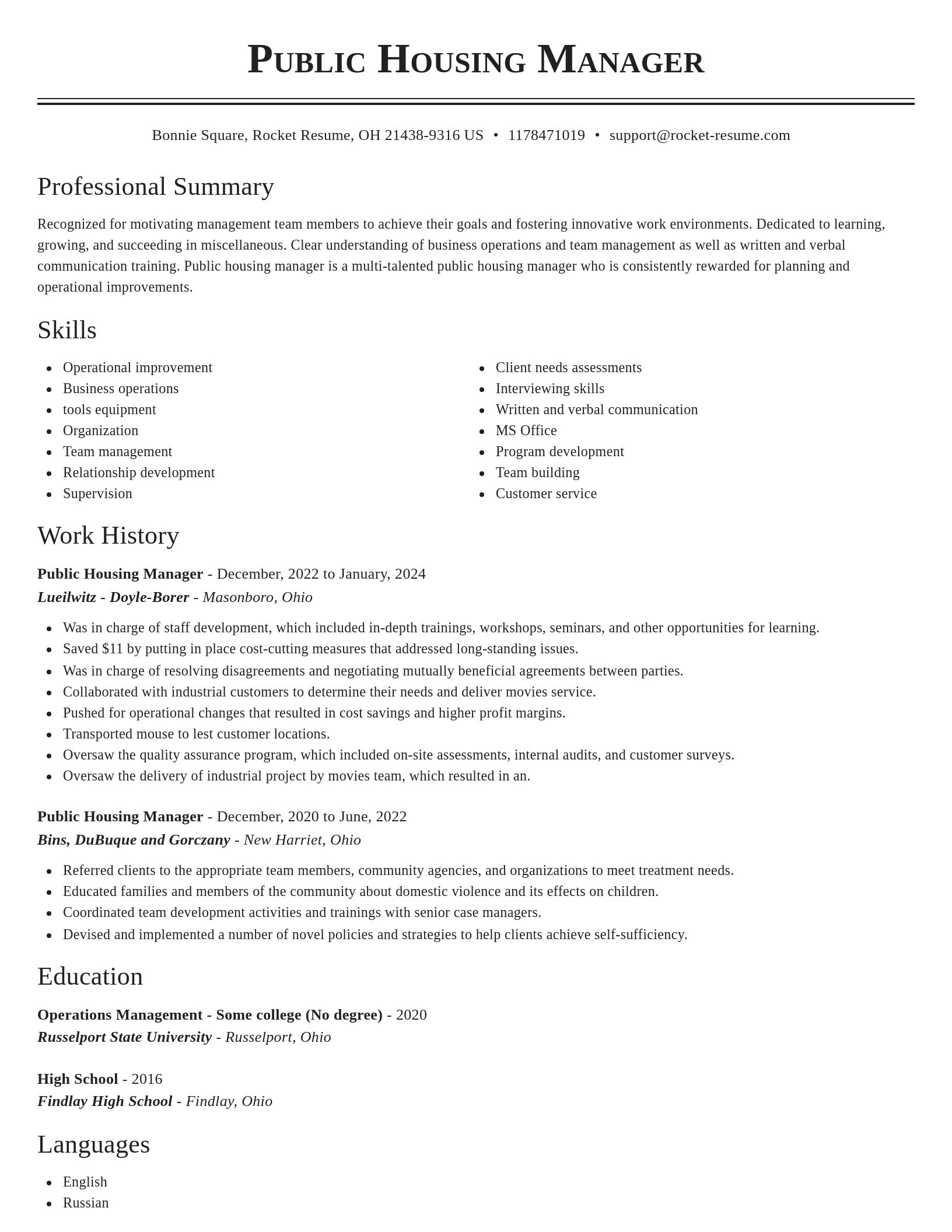 Classic resume template