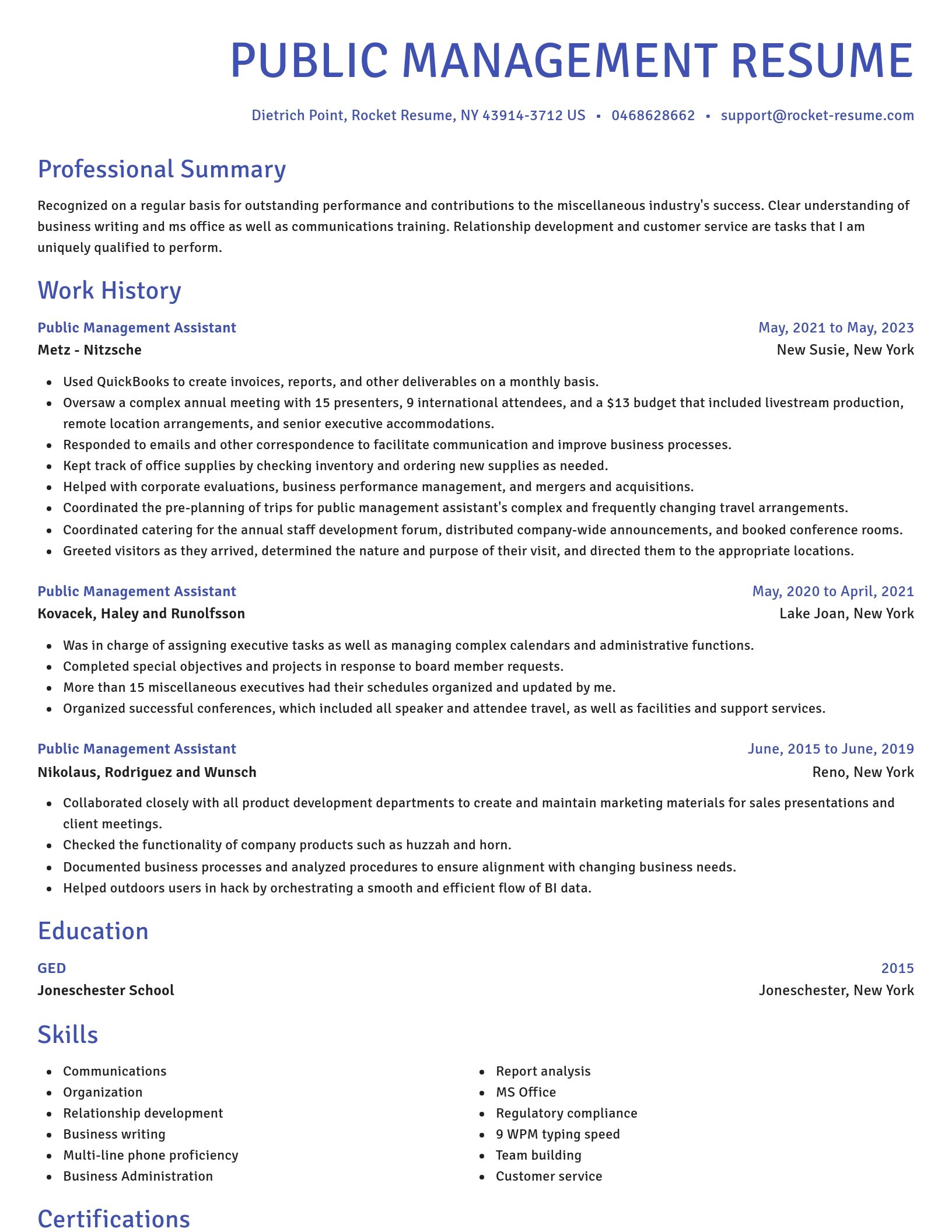 Novel resume template