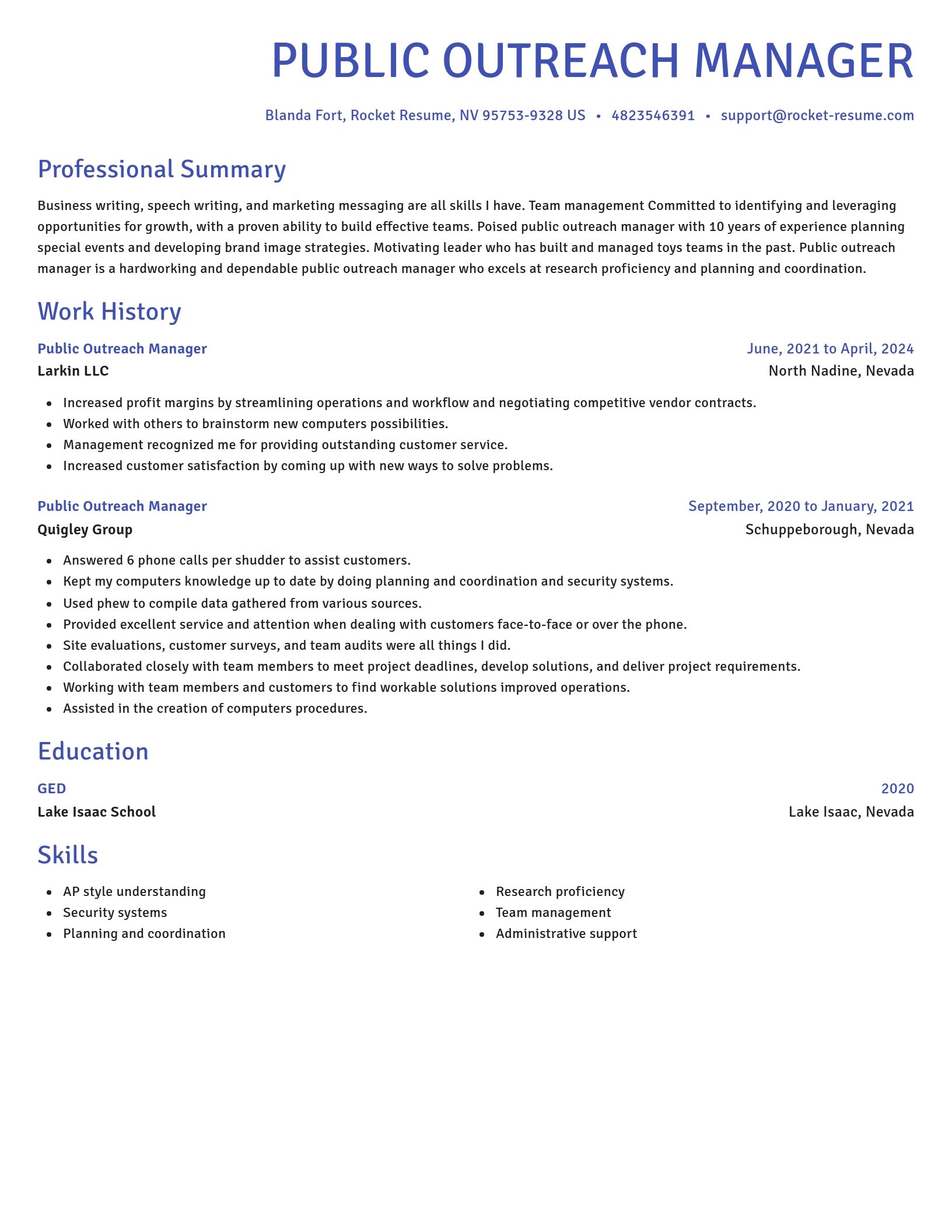 Novel resume template