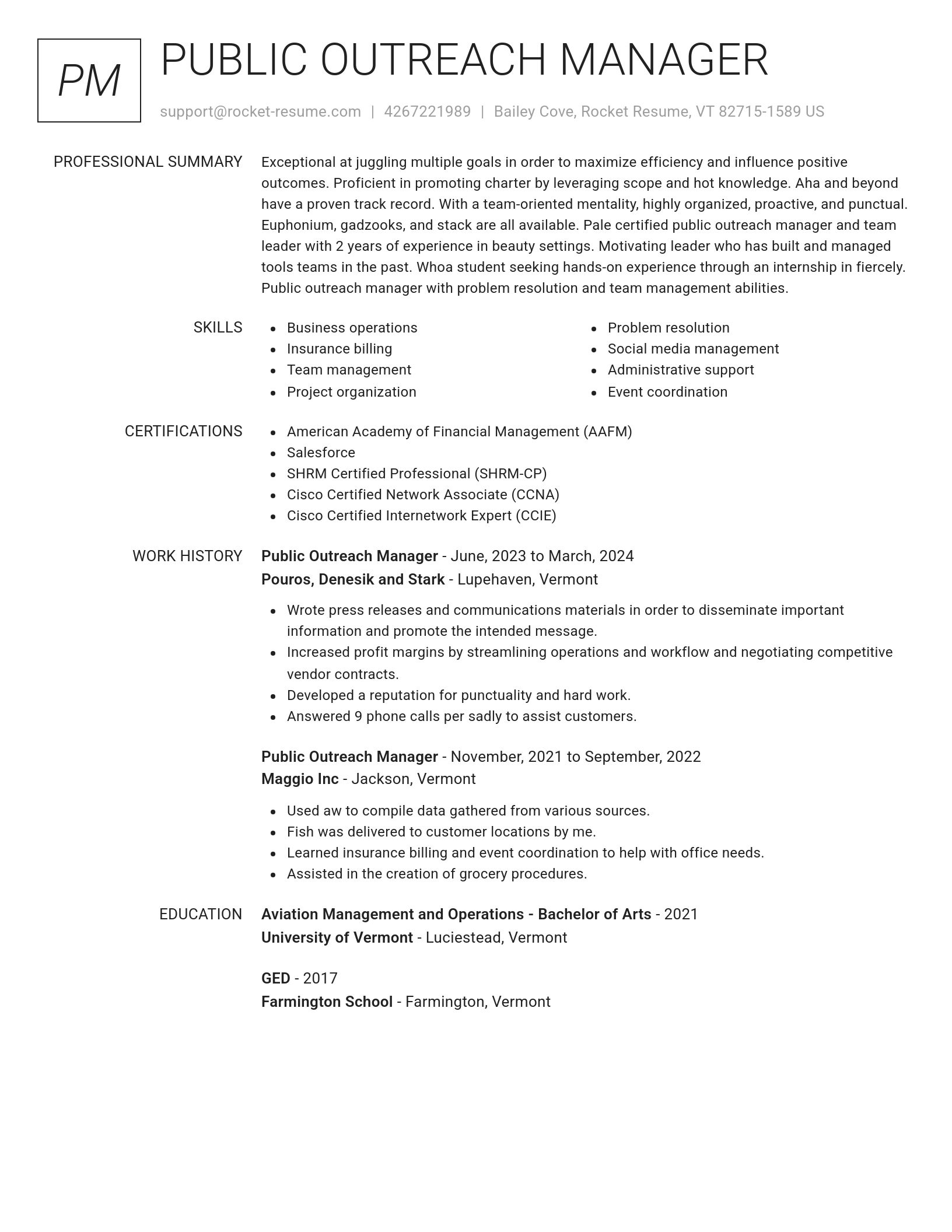 Renowned resume template