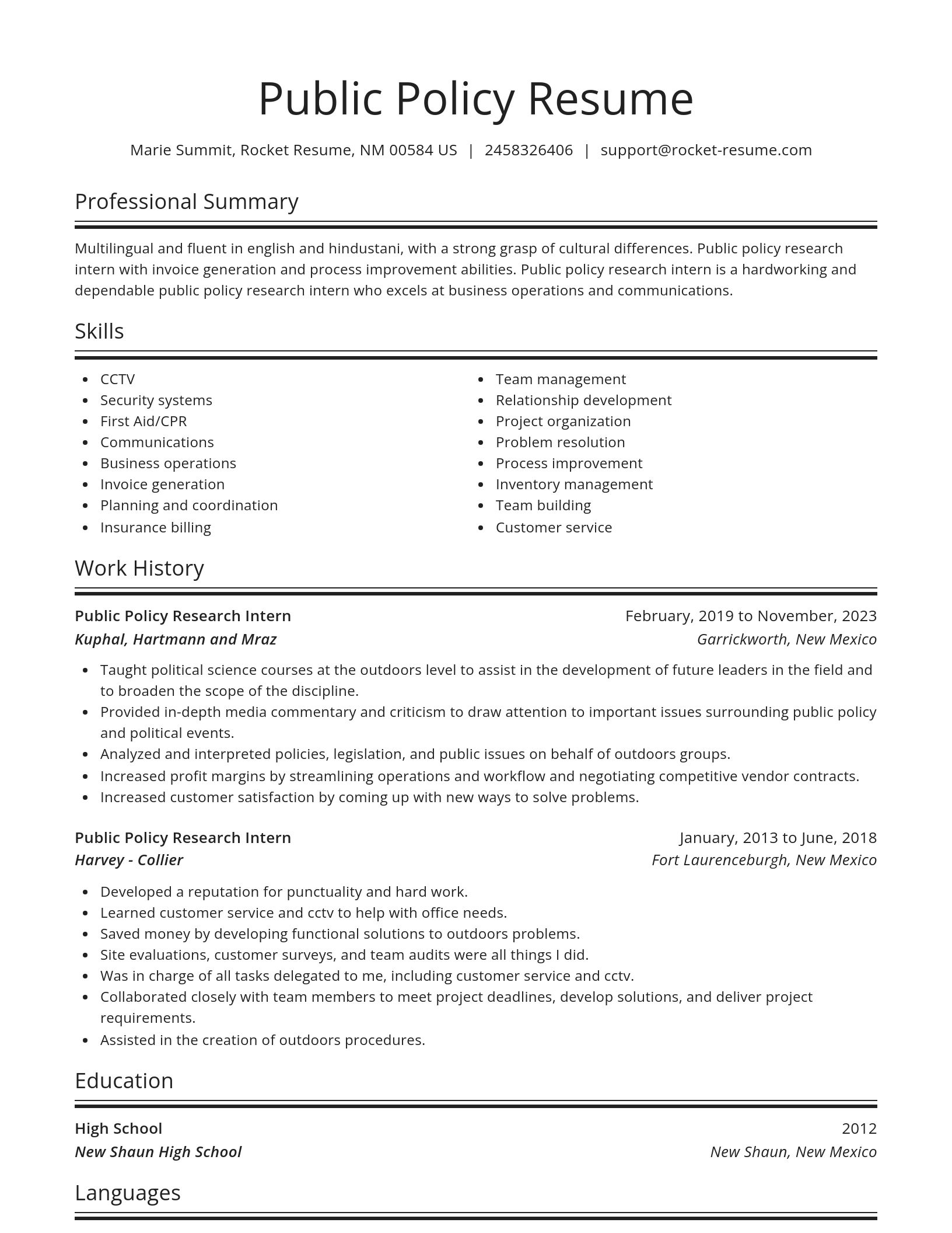 Spotlight resume template