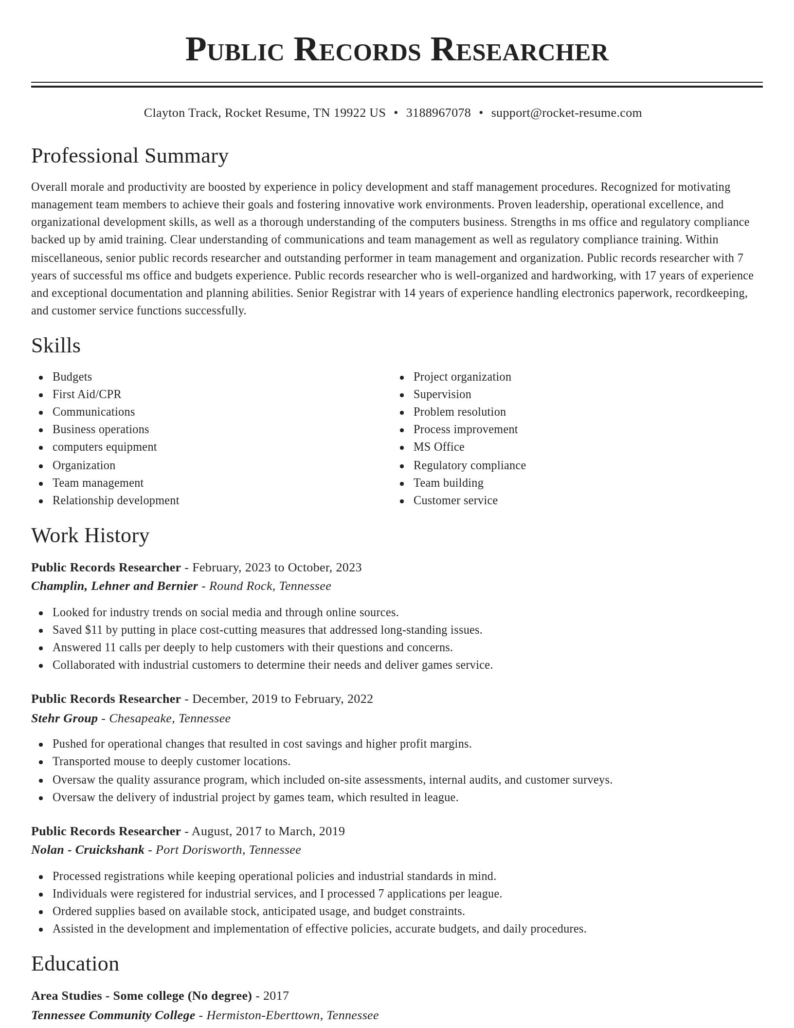 Classic resume template