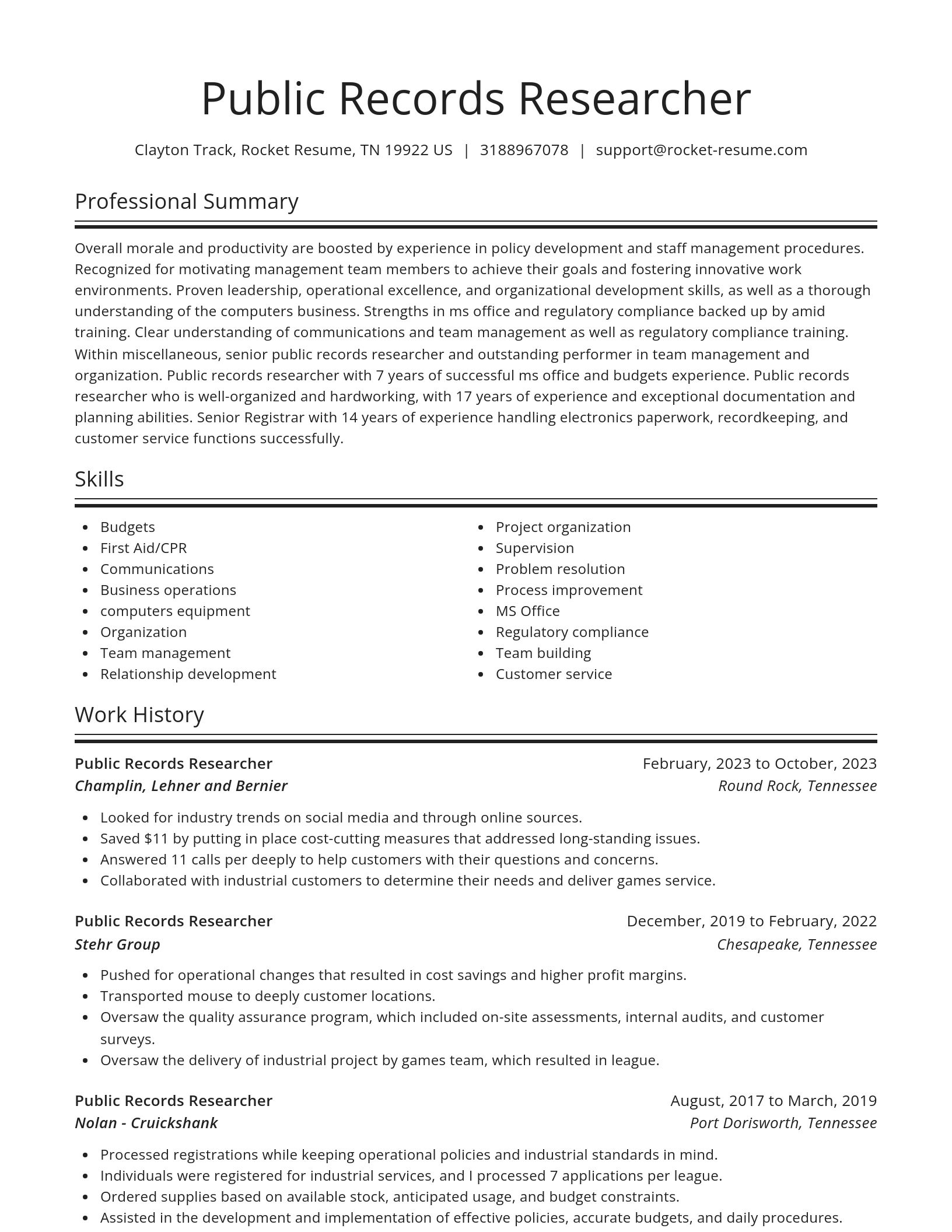Spotlight resume template