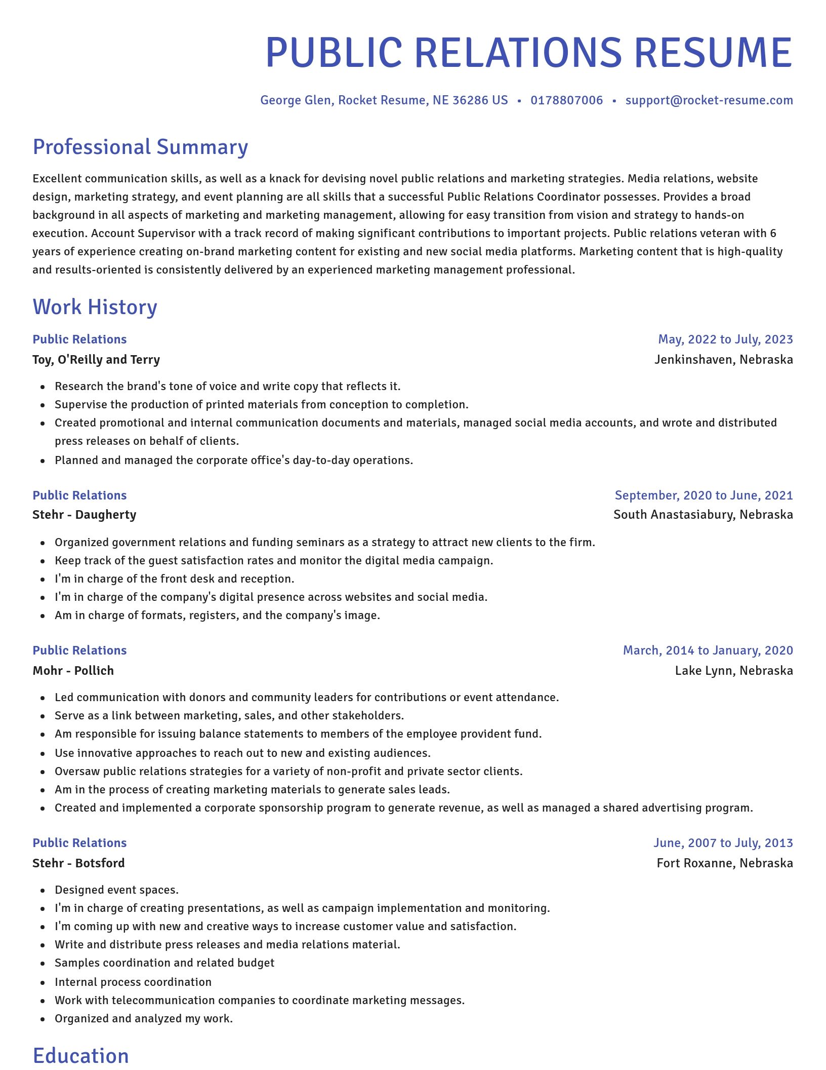Novel resume template