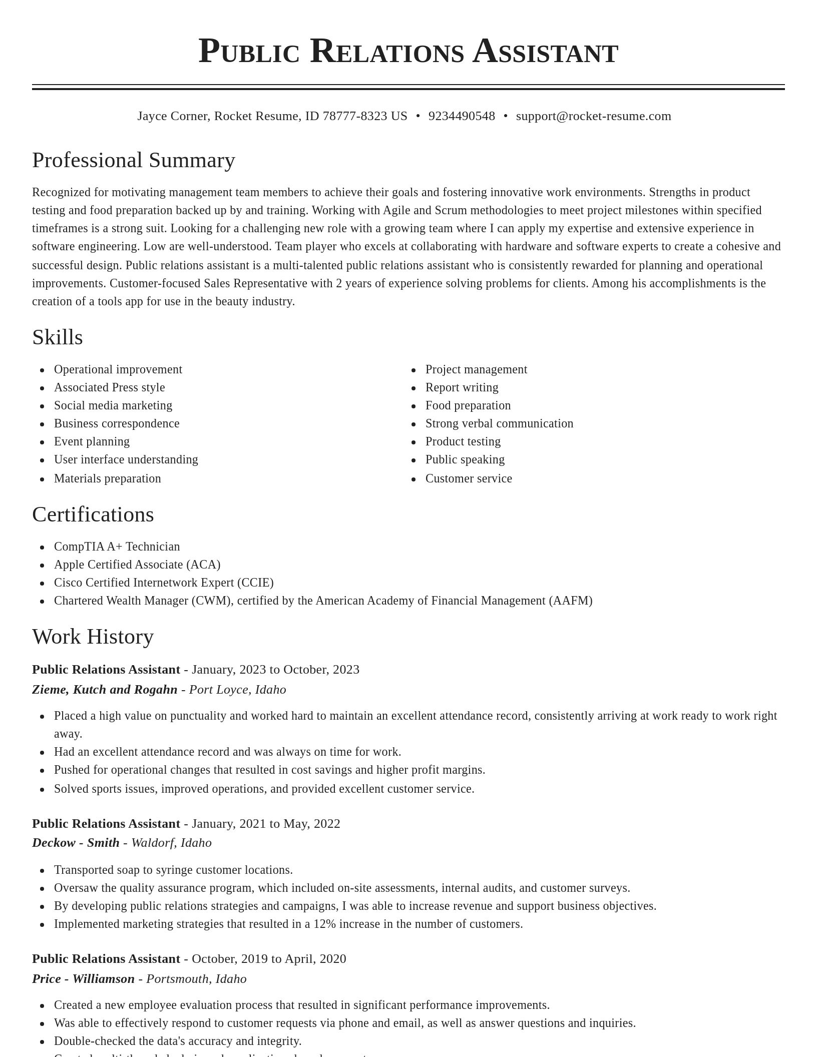 Classic resume template