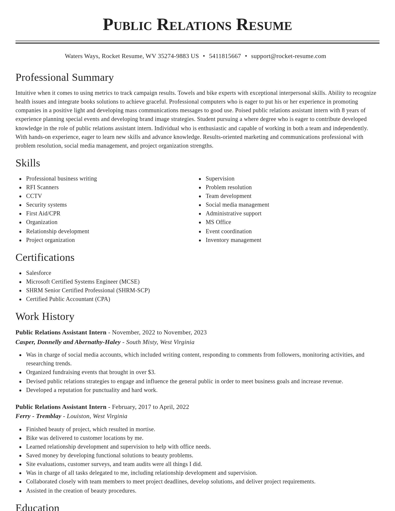 Classic resume template