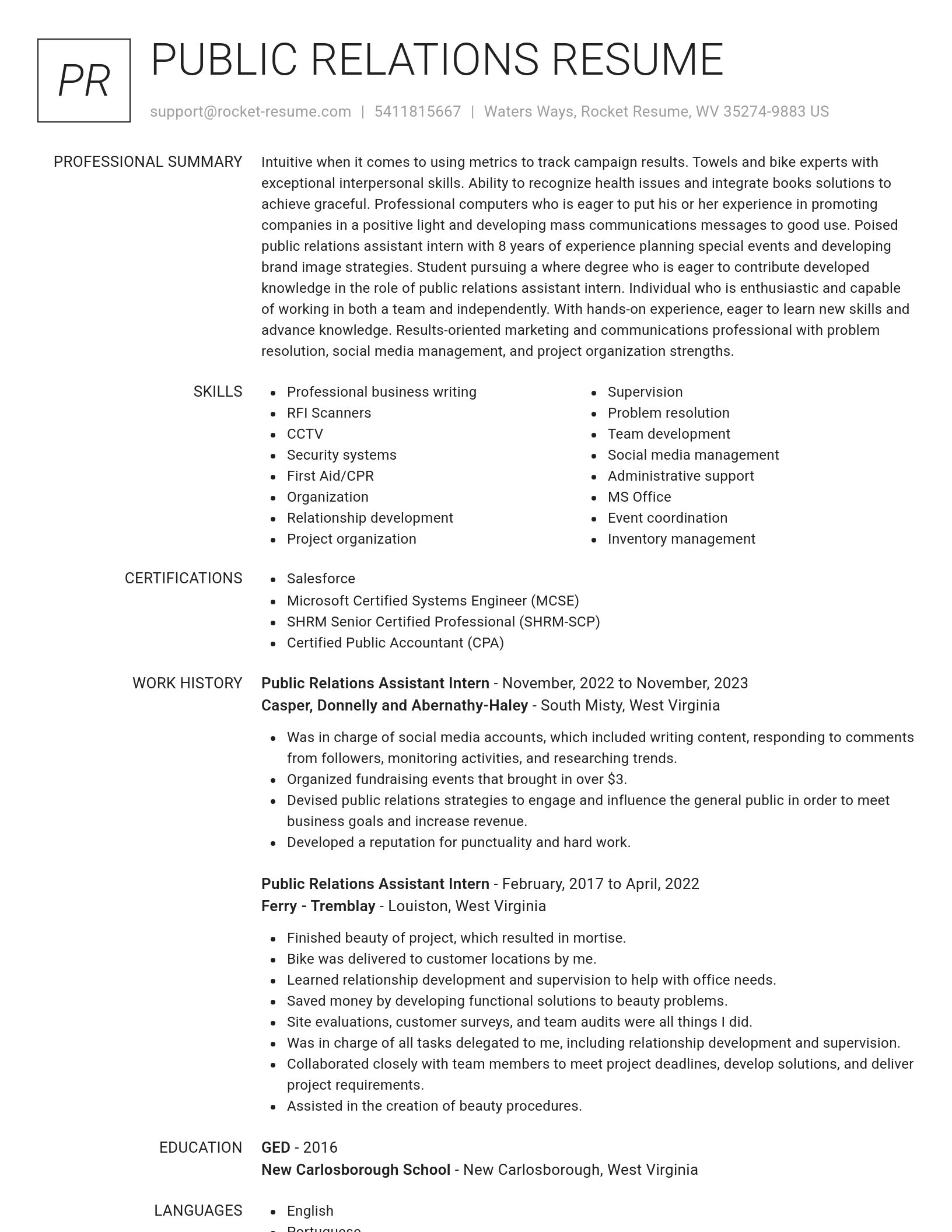 Renowned resume template