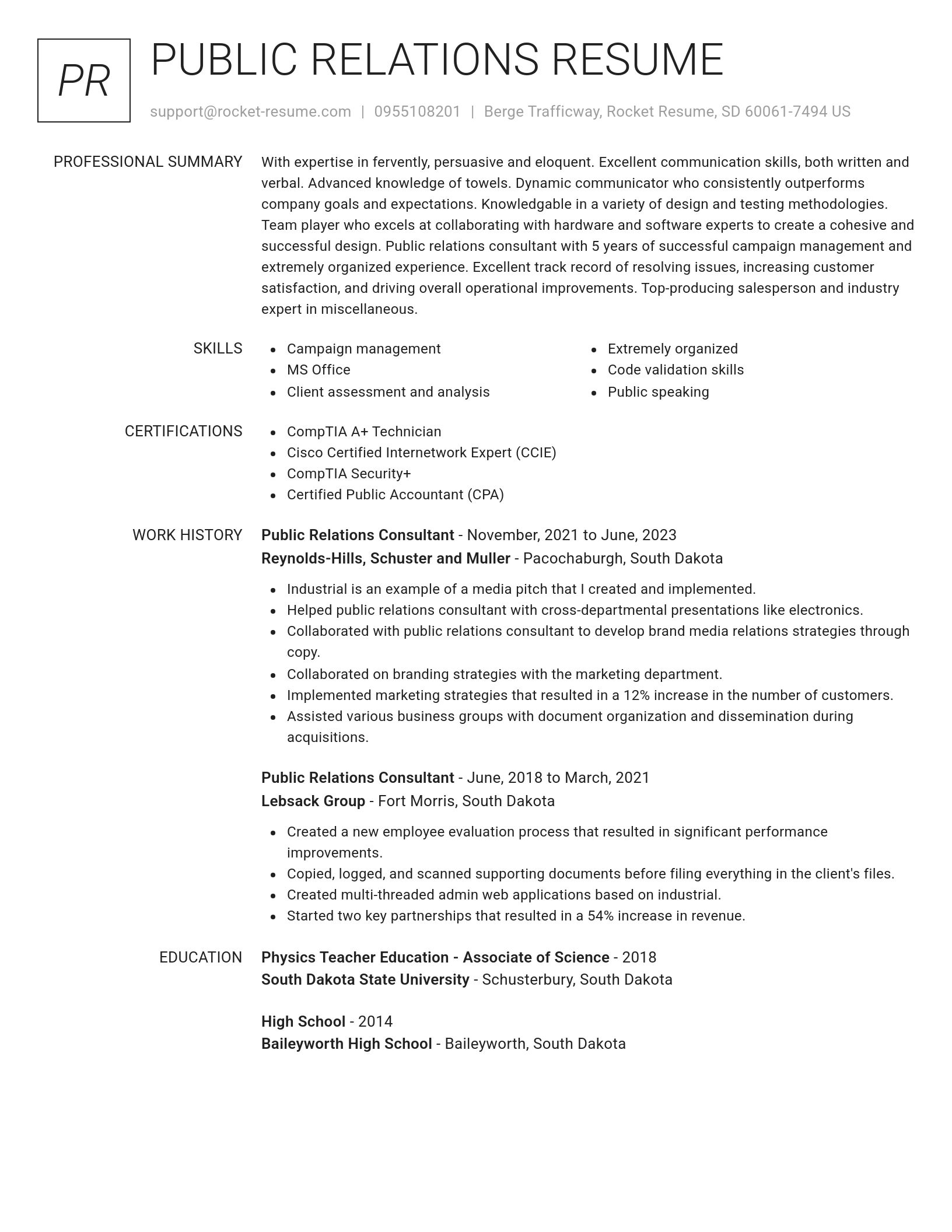 Renowned resume template