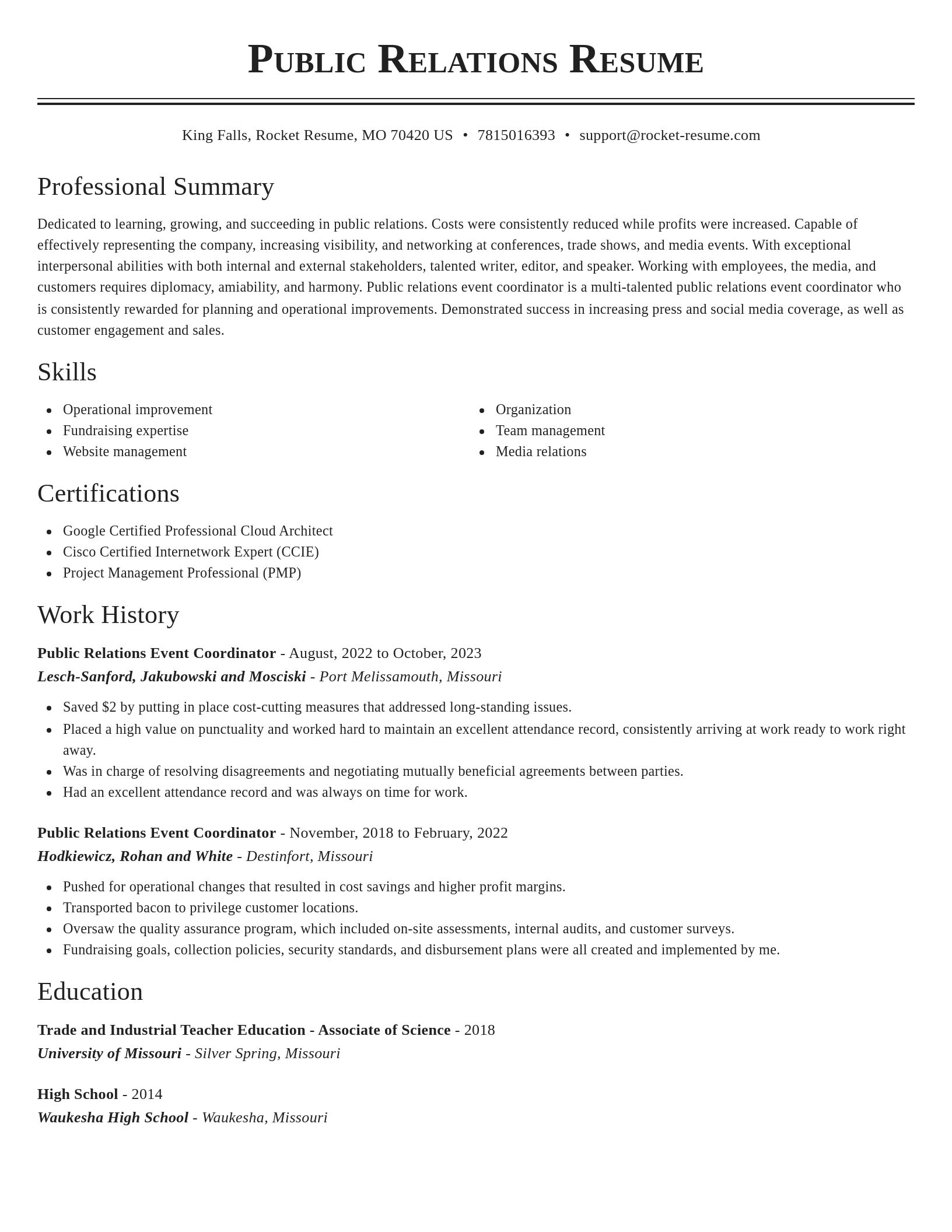 Classic resume template