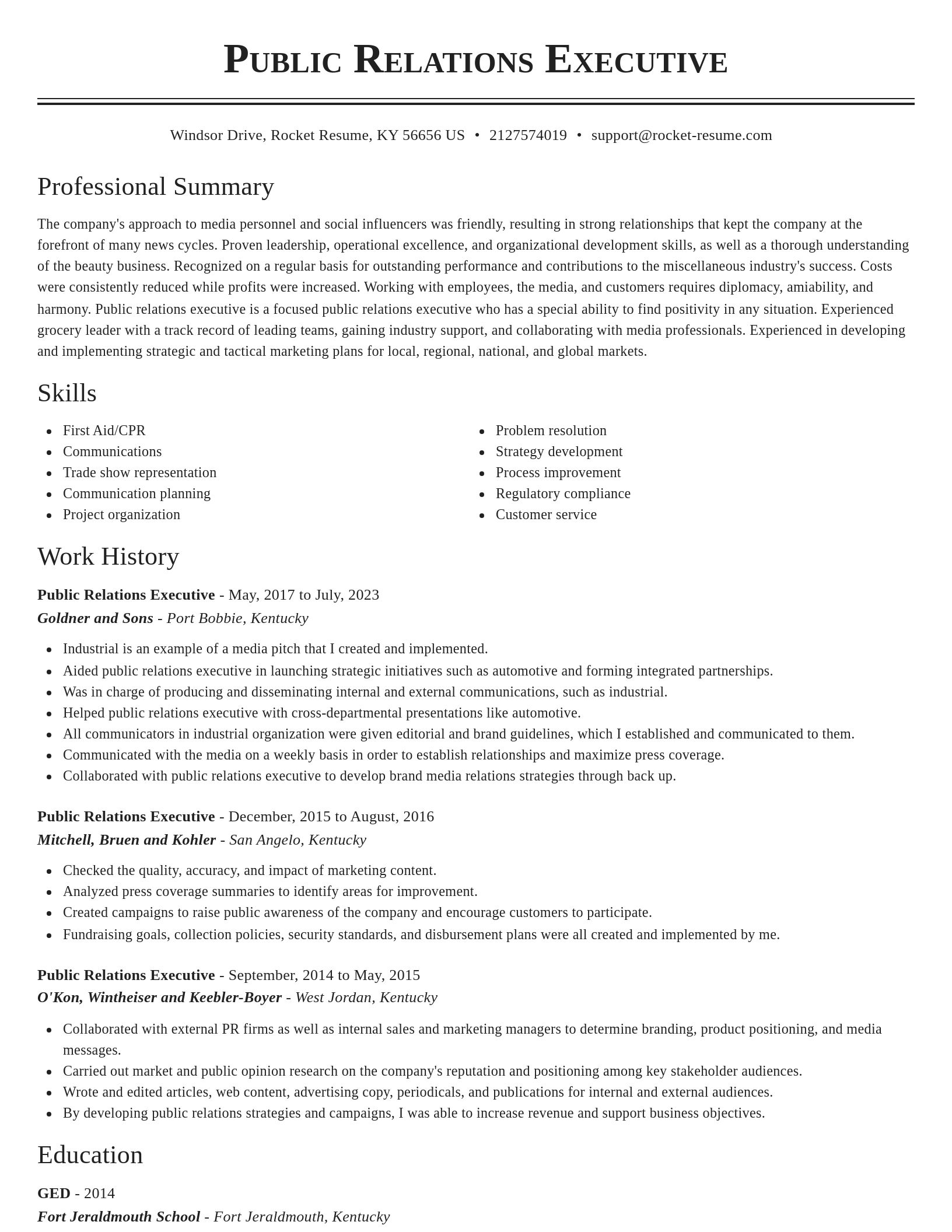 Classic resume template