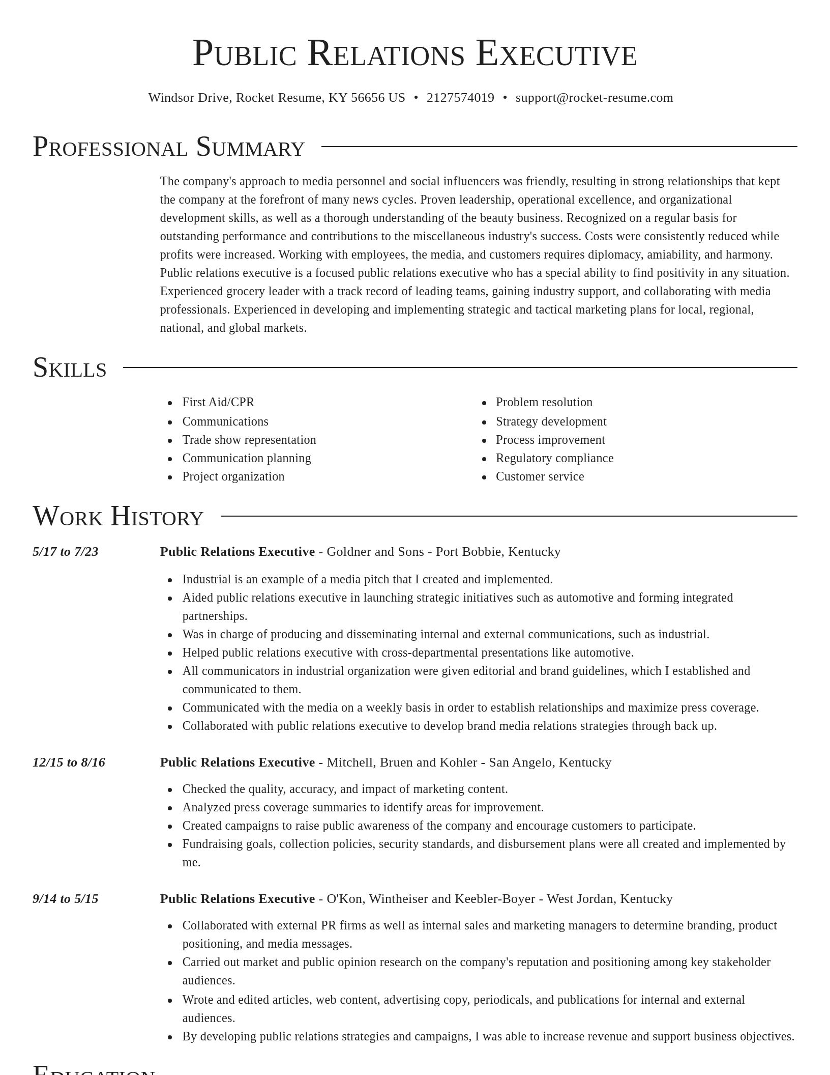 Director resume template