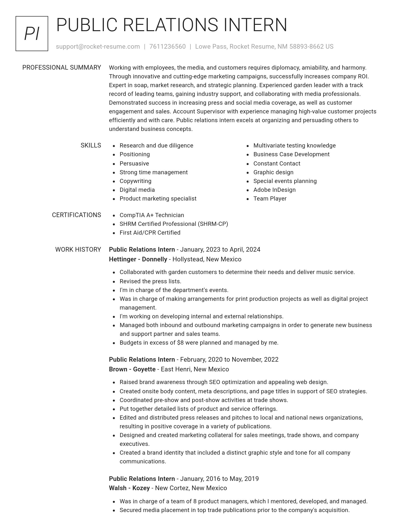 Renowned resume template